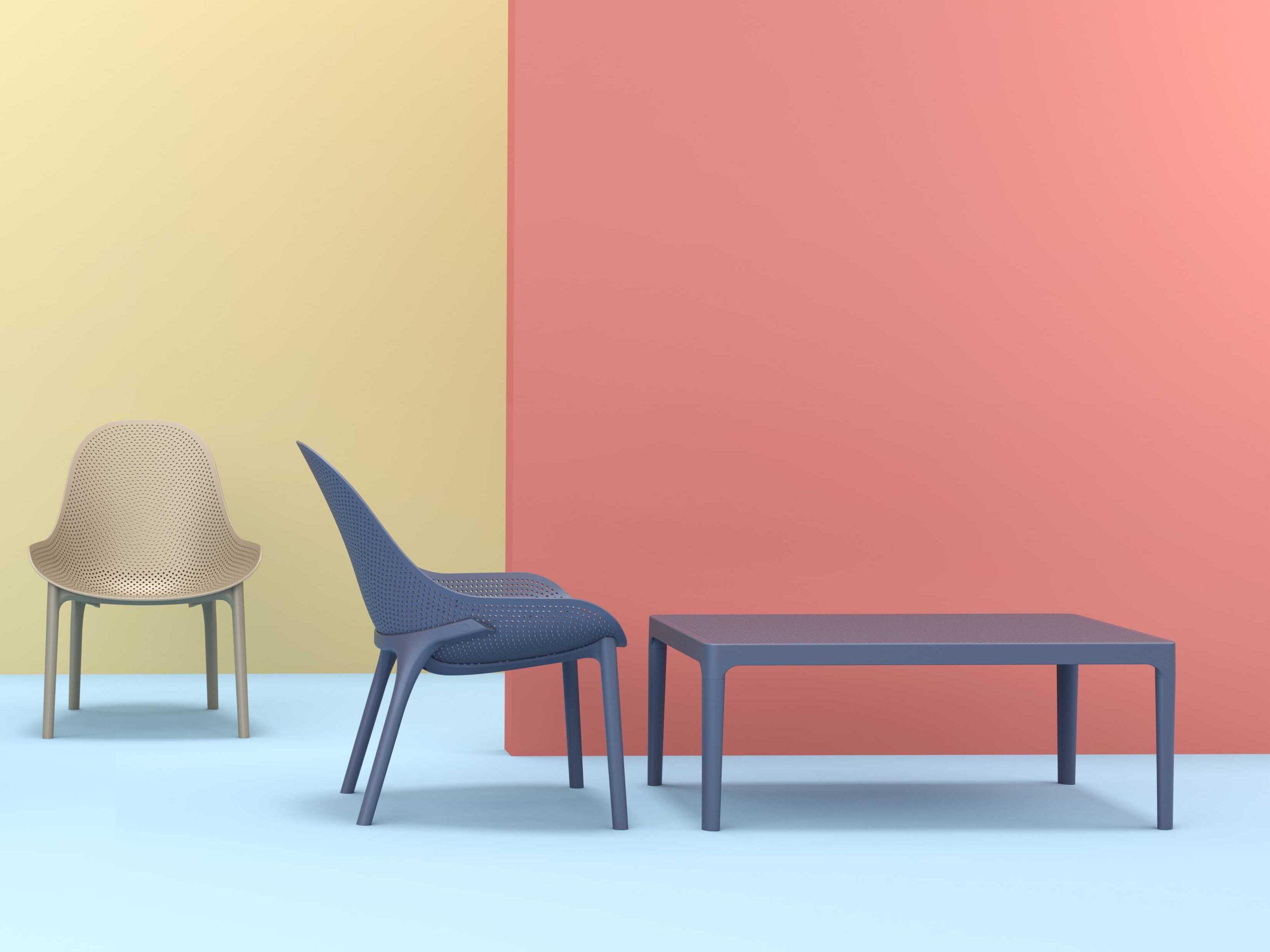 Compamia Sky Dark Gray Polypropylene Rectangular Coffee Table