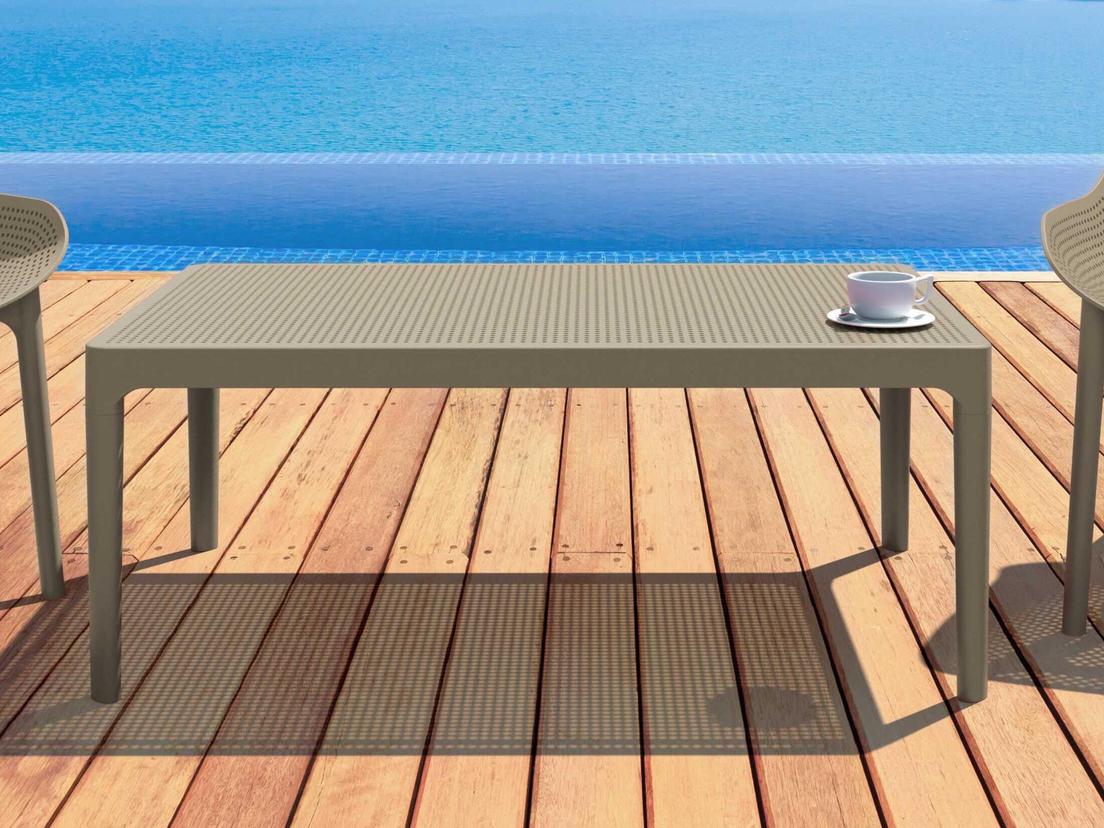 Compamia Sky Taupe Polypropylene Rectangular Coffee Table