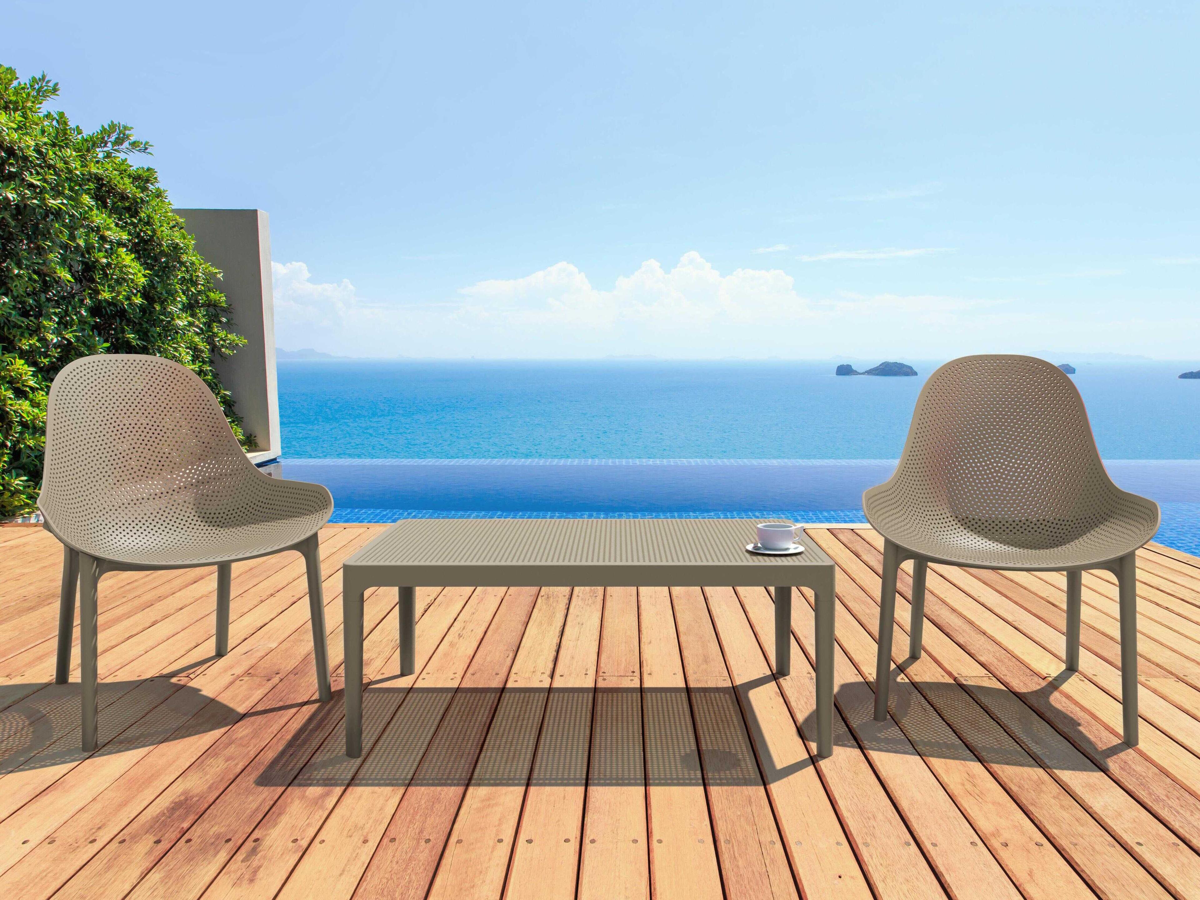 Compamia Sky Taupe Polypropylene Rectangular Coffee Table