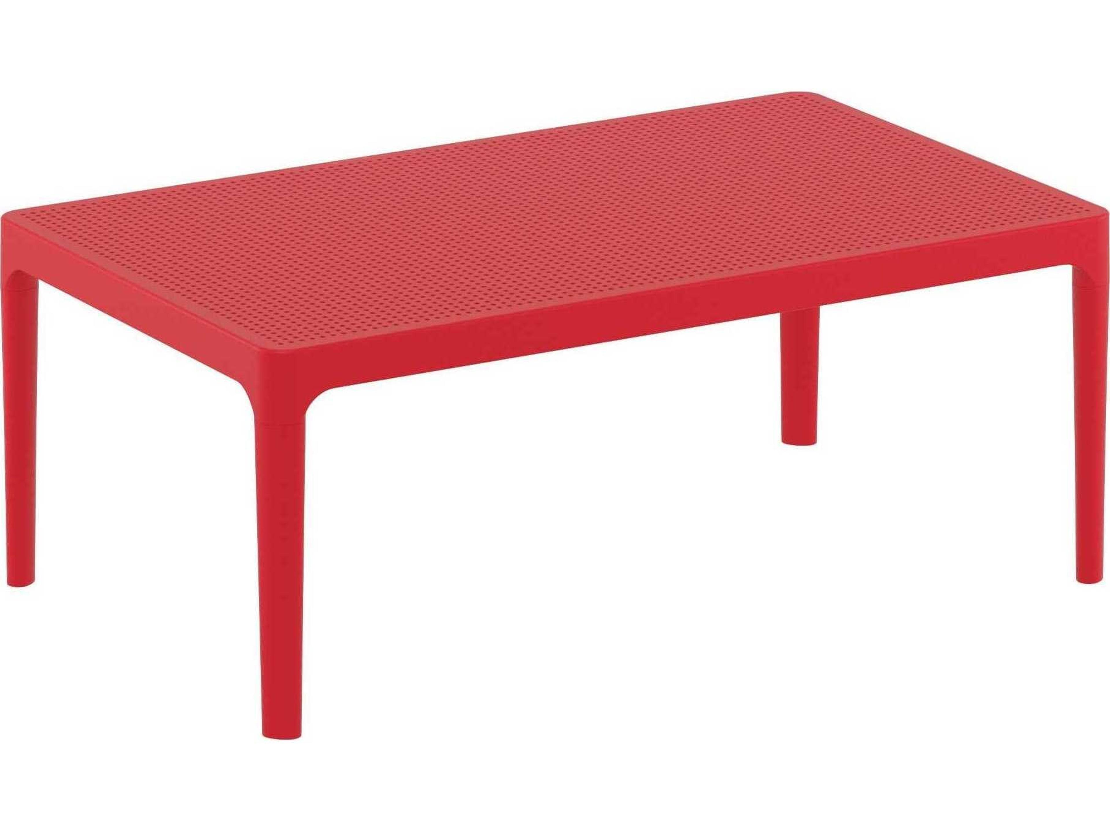 Sky Red Polypropylene Rectangular Coffee Table