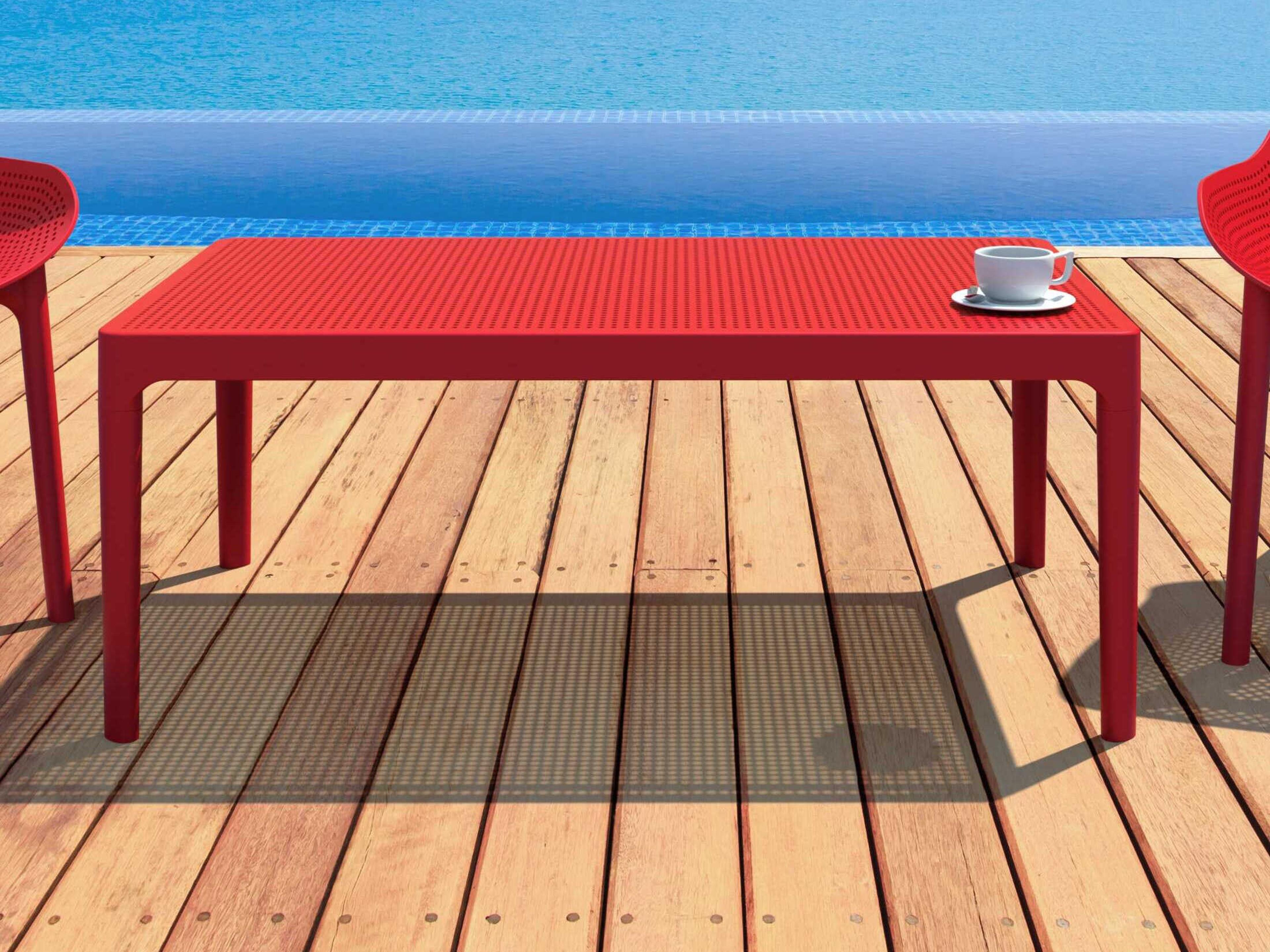 Compamia Sky Red Polypropylene Rectangular Coffee Table