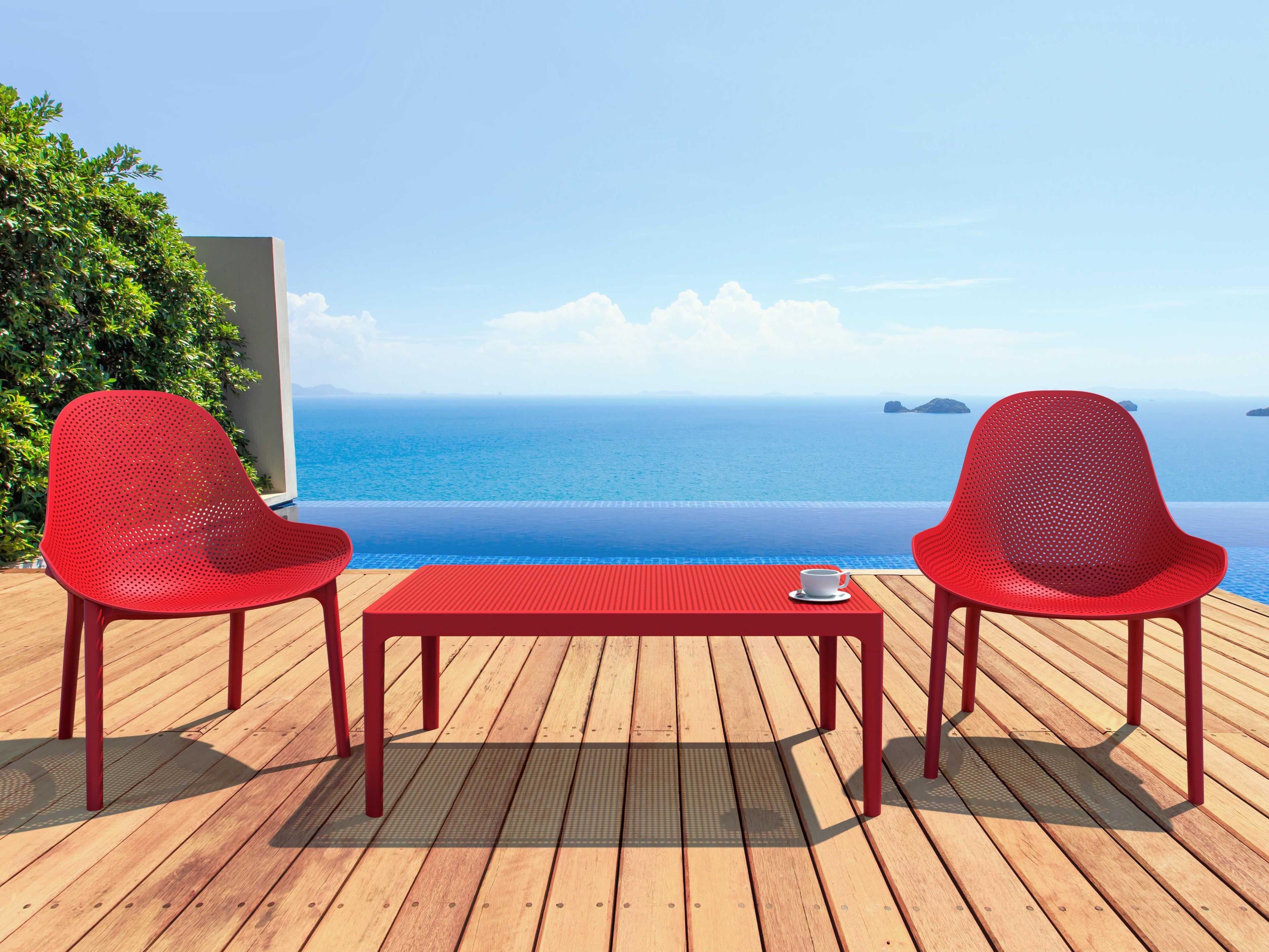 Compamia Sky Red Polypropylene Rectangular Coffee Table