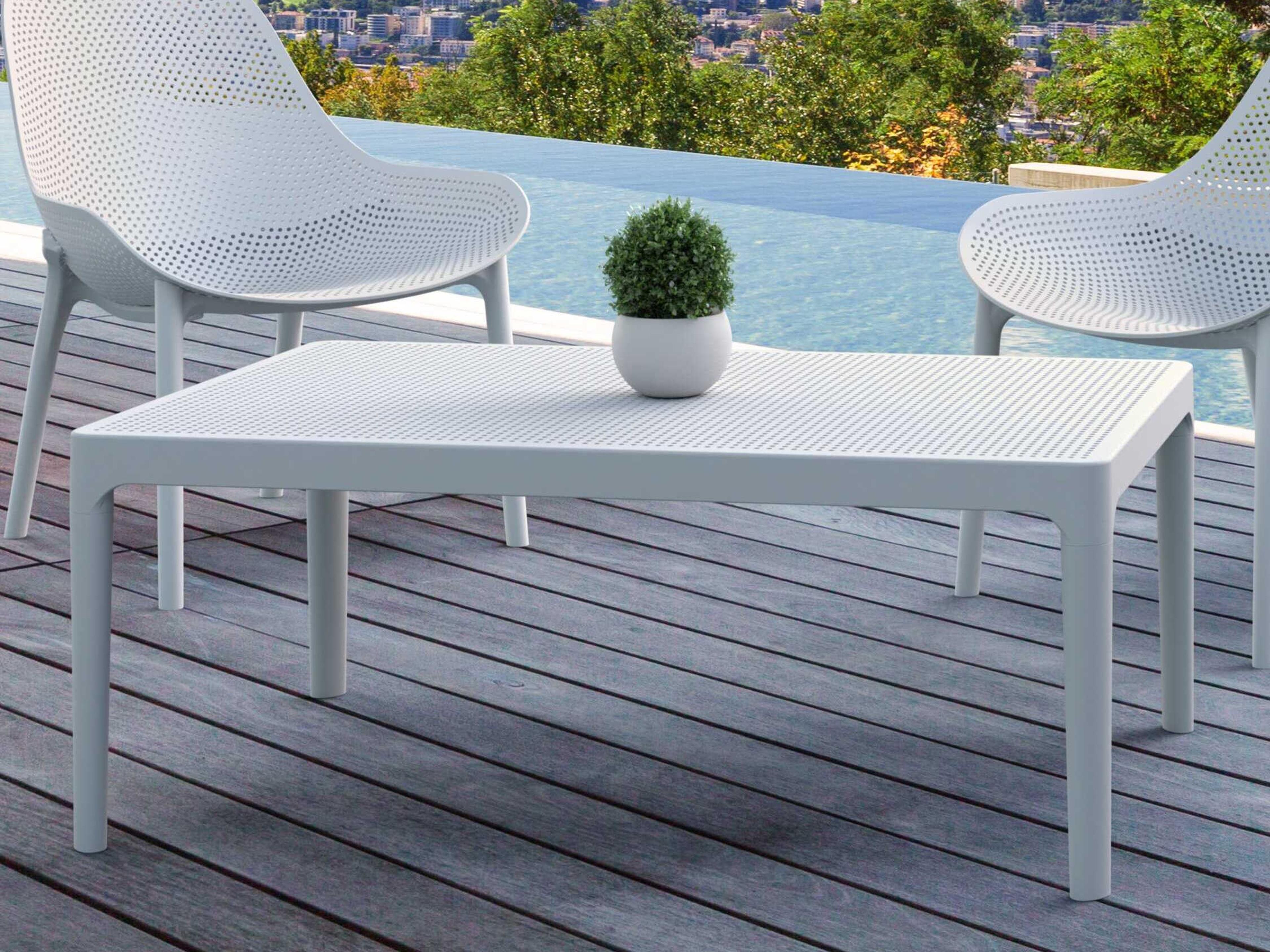 Compamia Sky White Polypropylene Rectangular Coffee Table