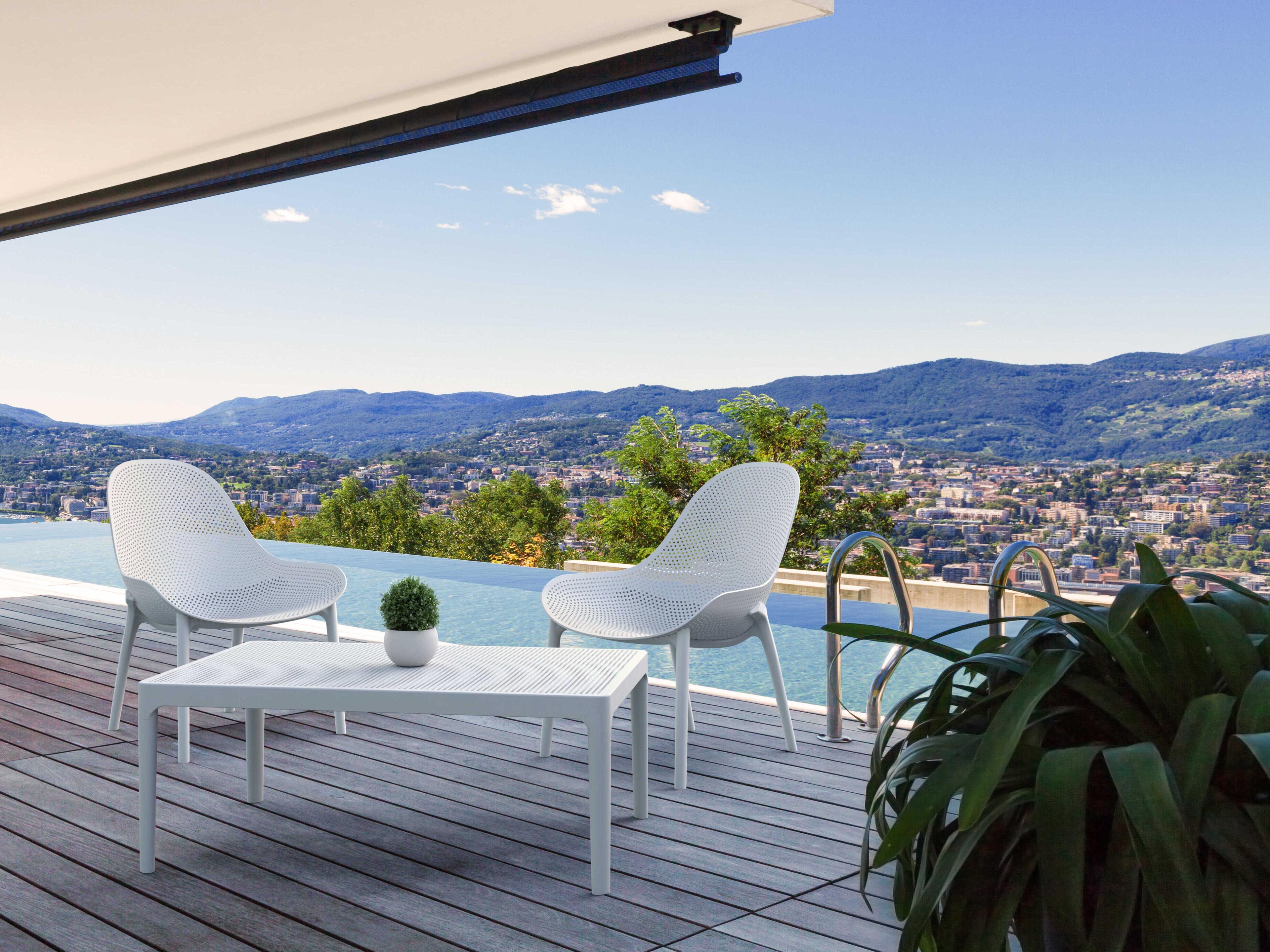 Compamia Sky White Polypropylene Rectangular Coffee Table