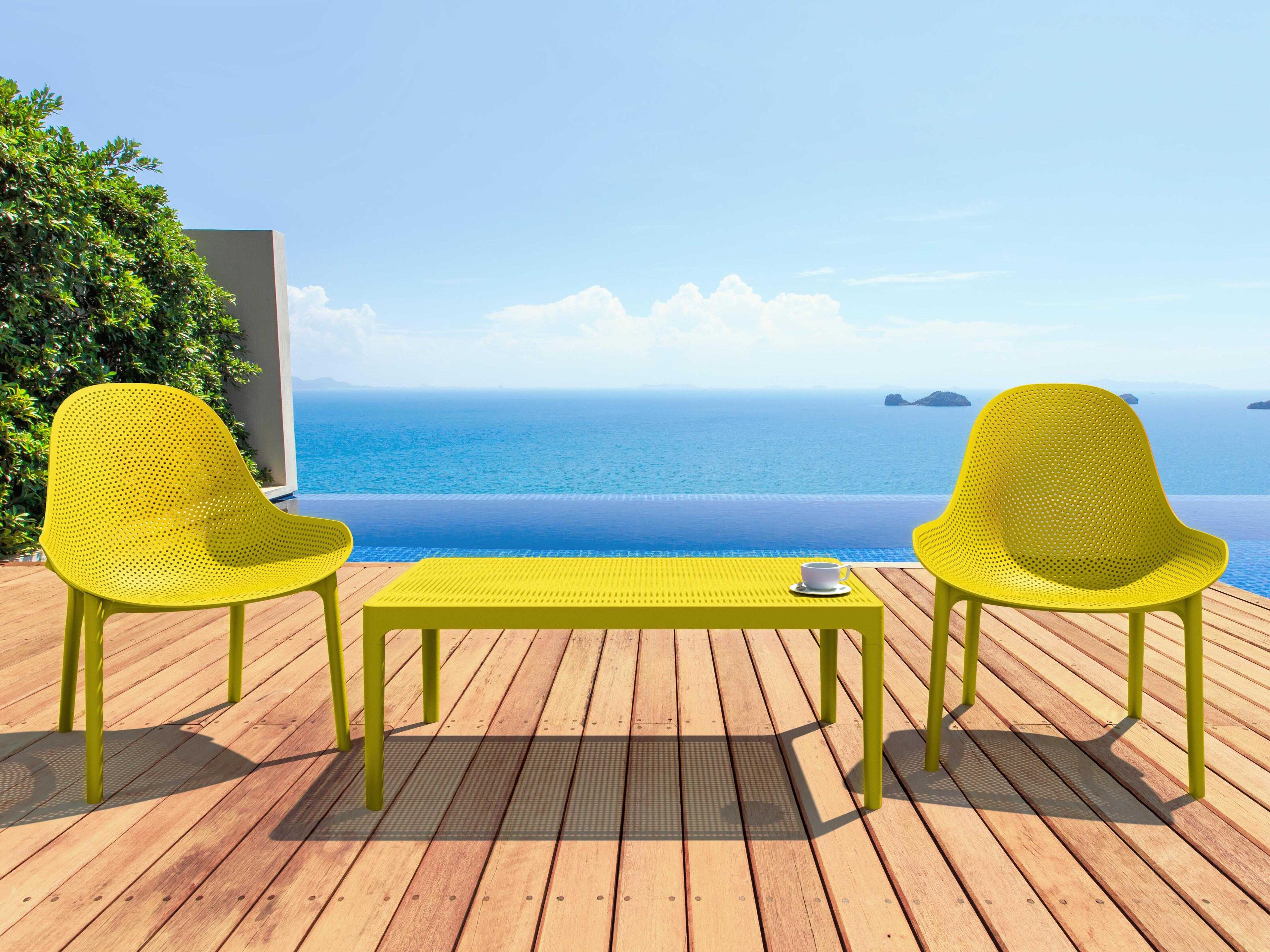 Compamia Sky Yellow Polypropylene Rectangular Coffee Table