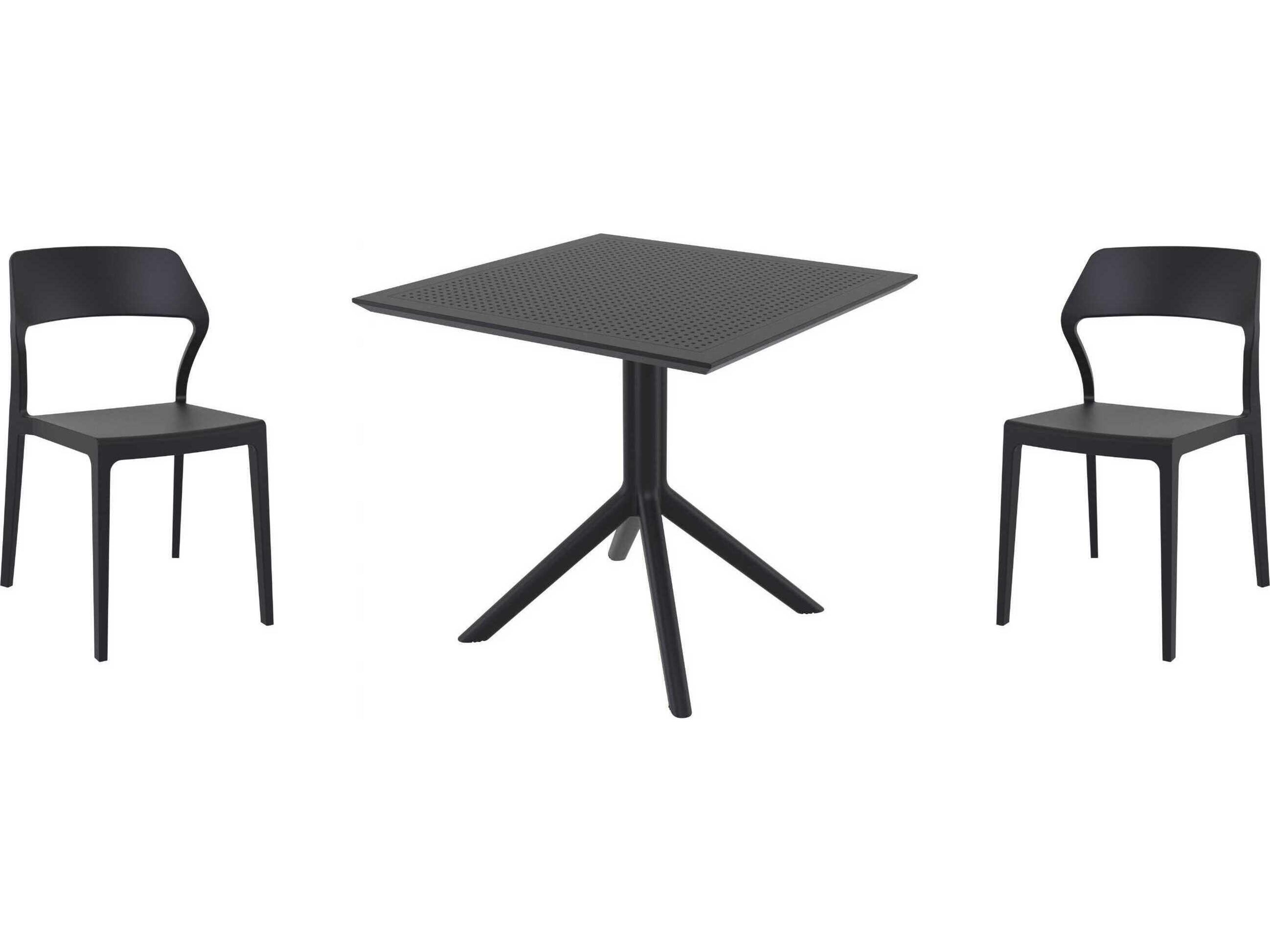 Snow Black Polypropylene Dining Set