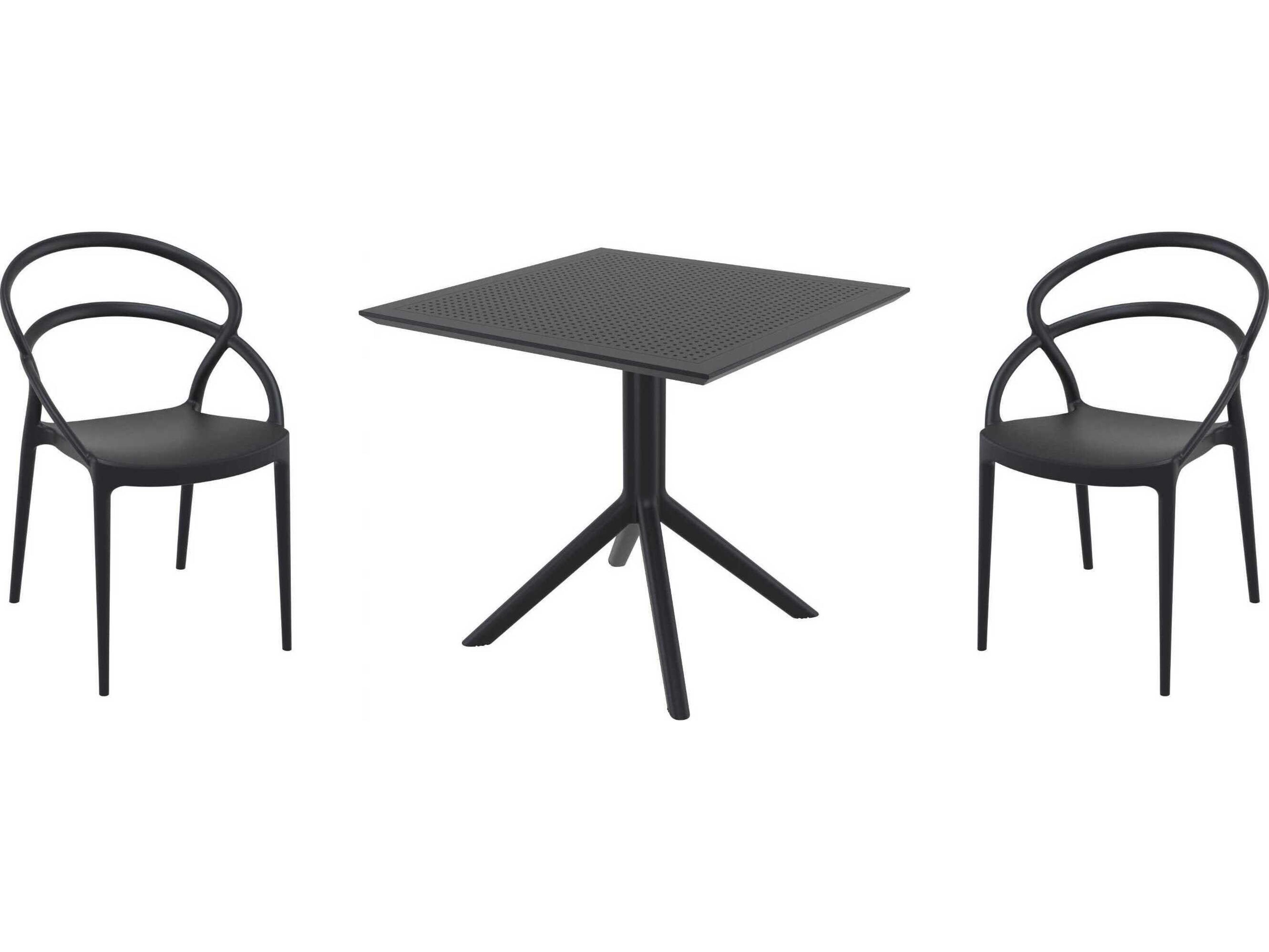 Pia Black Polypropylene Dining Set