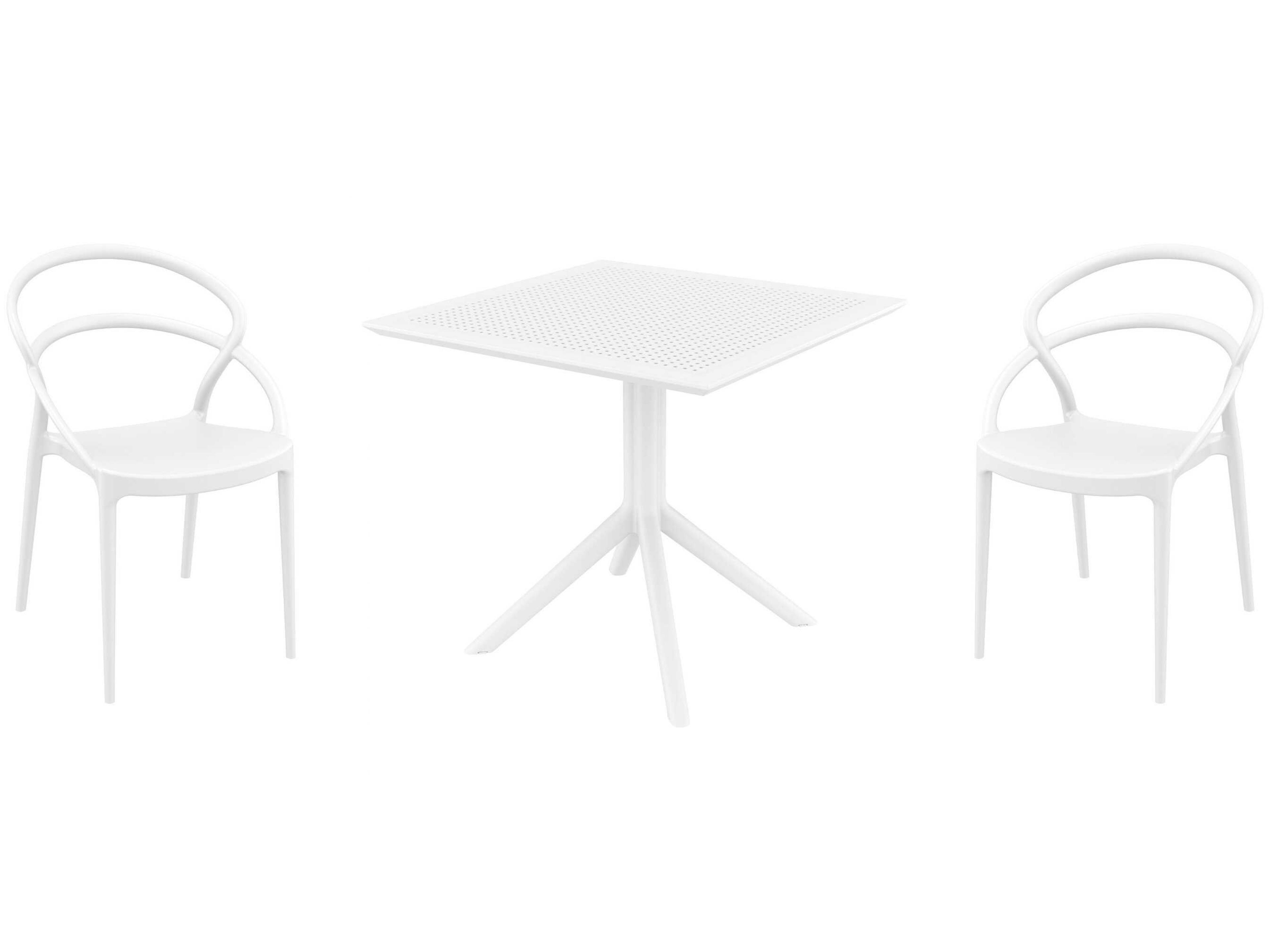 Pia White Polypropylene Dining Set
