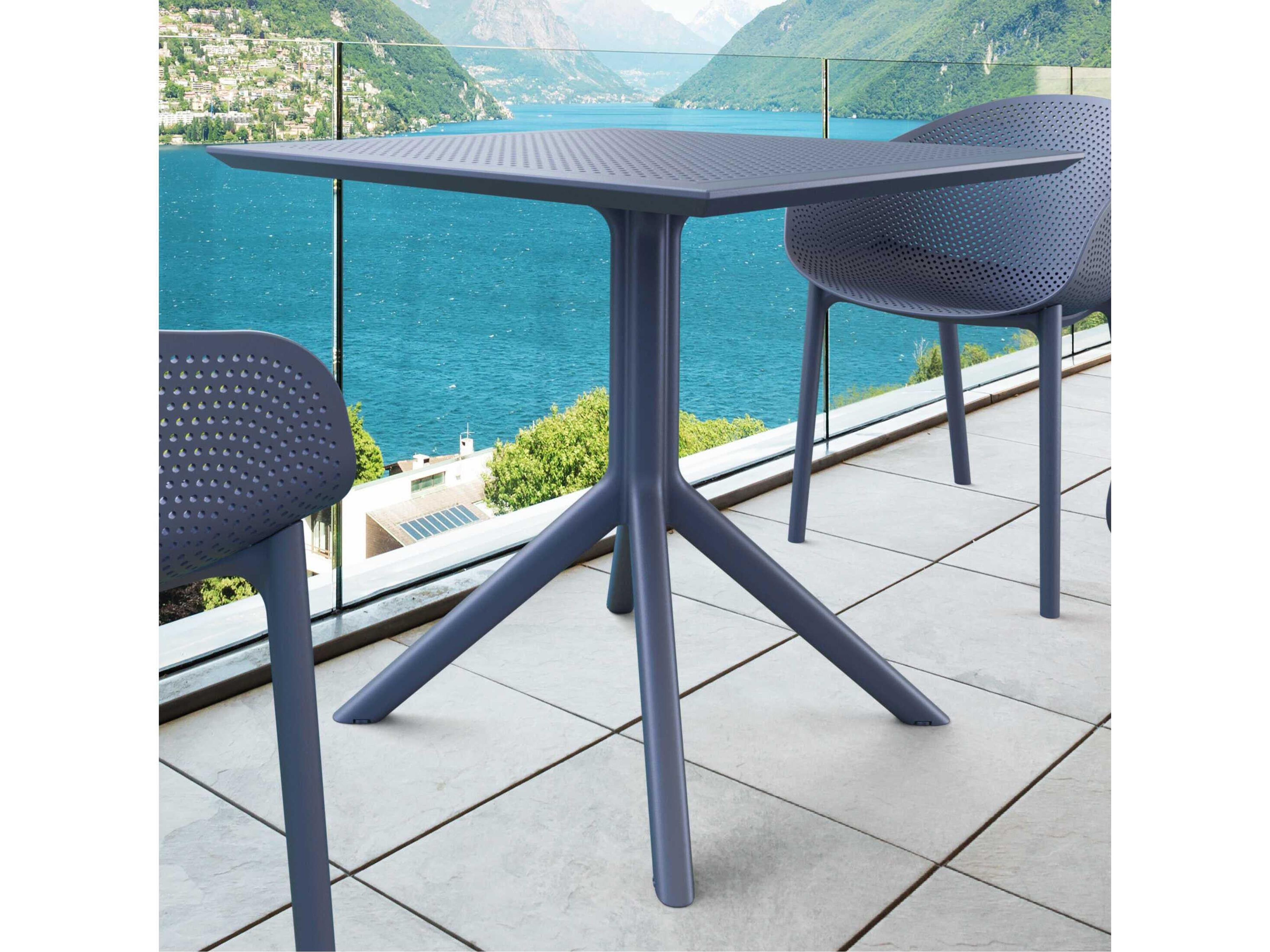Compamia Sky Dark Gray Polypropylene Square Dining Table