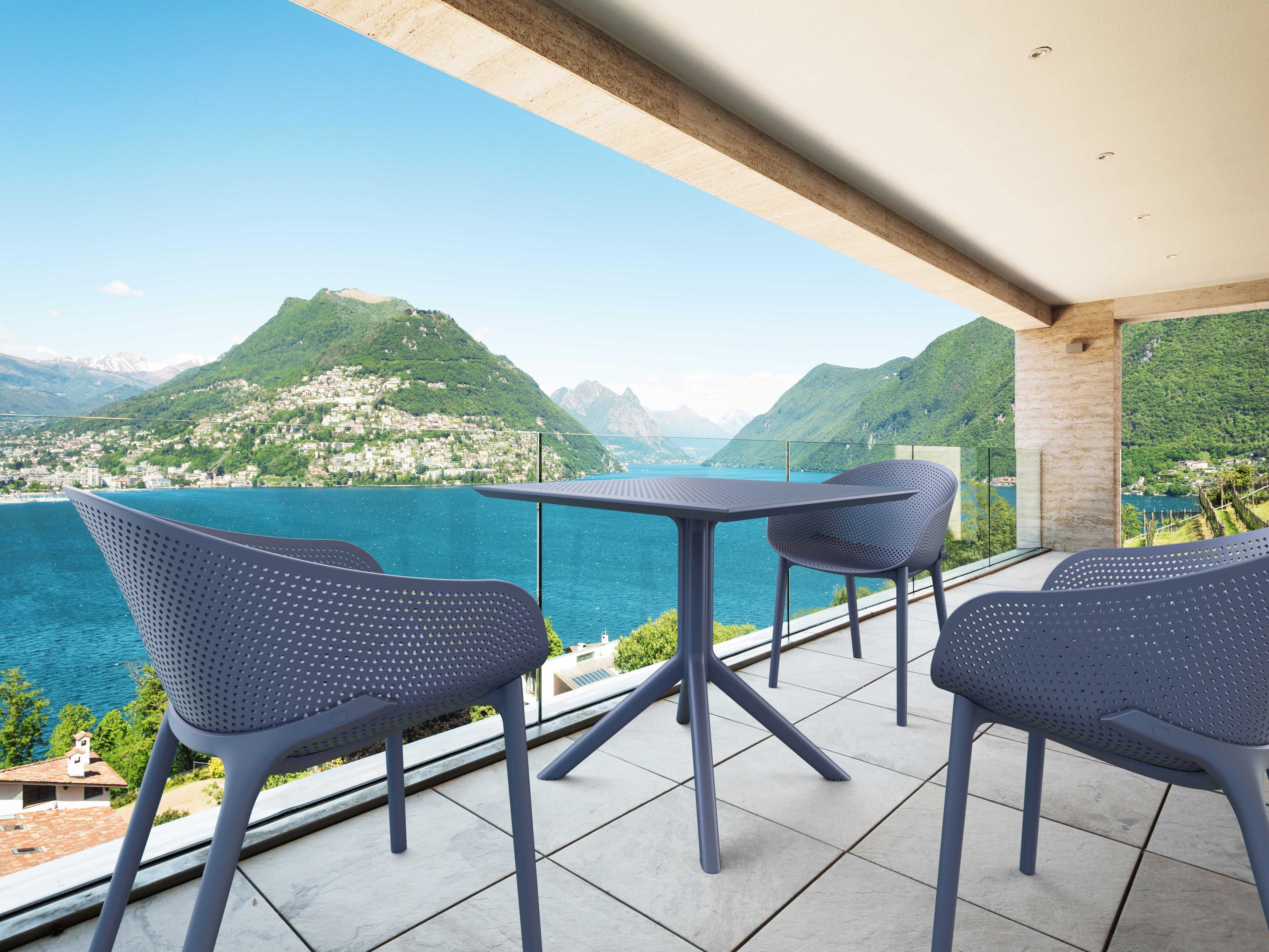 Compamia Sky Dark Gray Polypropylene Square Dining Table