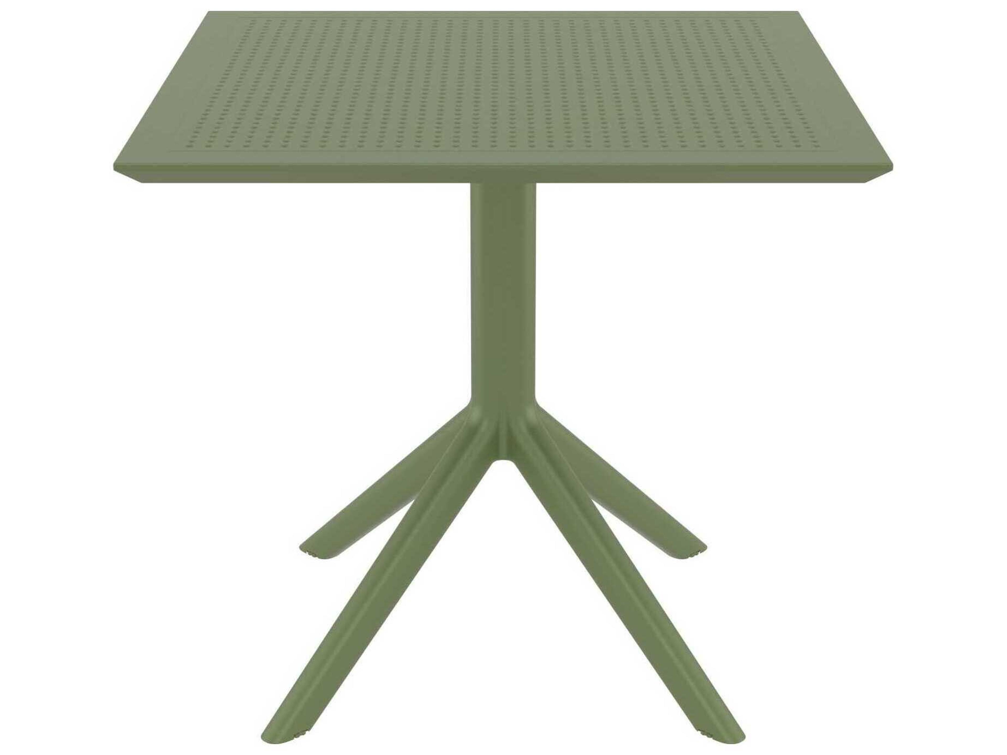 Compamia Sky Olive Green Polypropylene Square Dining Table
