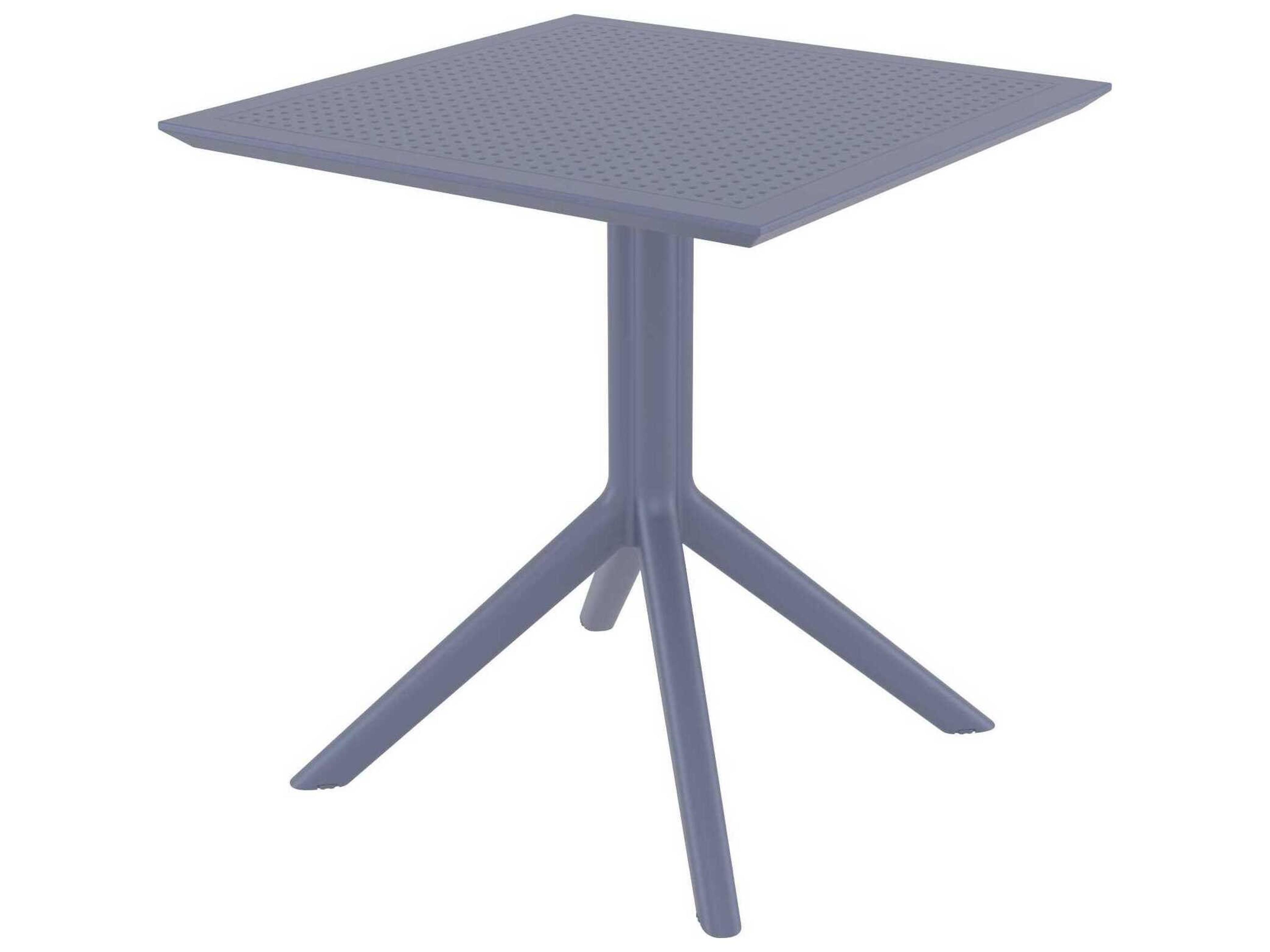Sky Dark Gray Polypropylene Square Dining Table