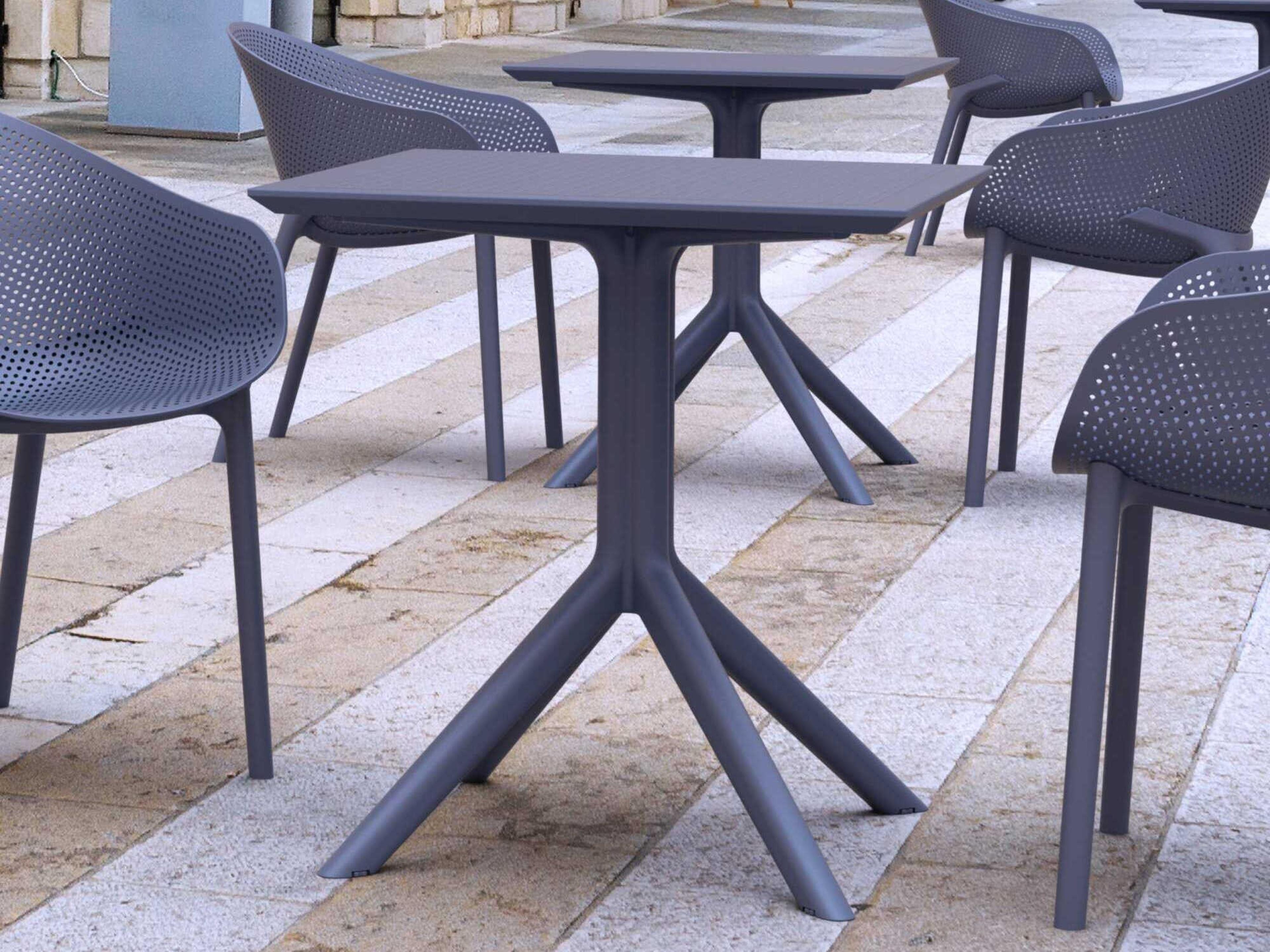 Compamia Sky Dark Gray Polypropylene Square Dining Table