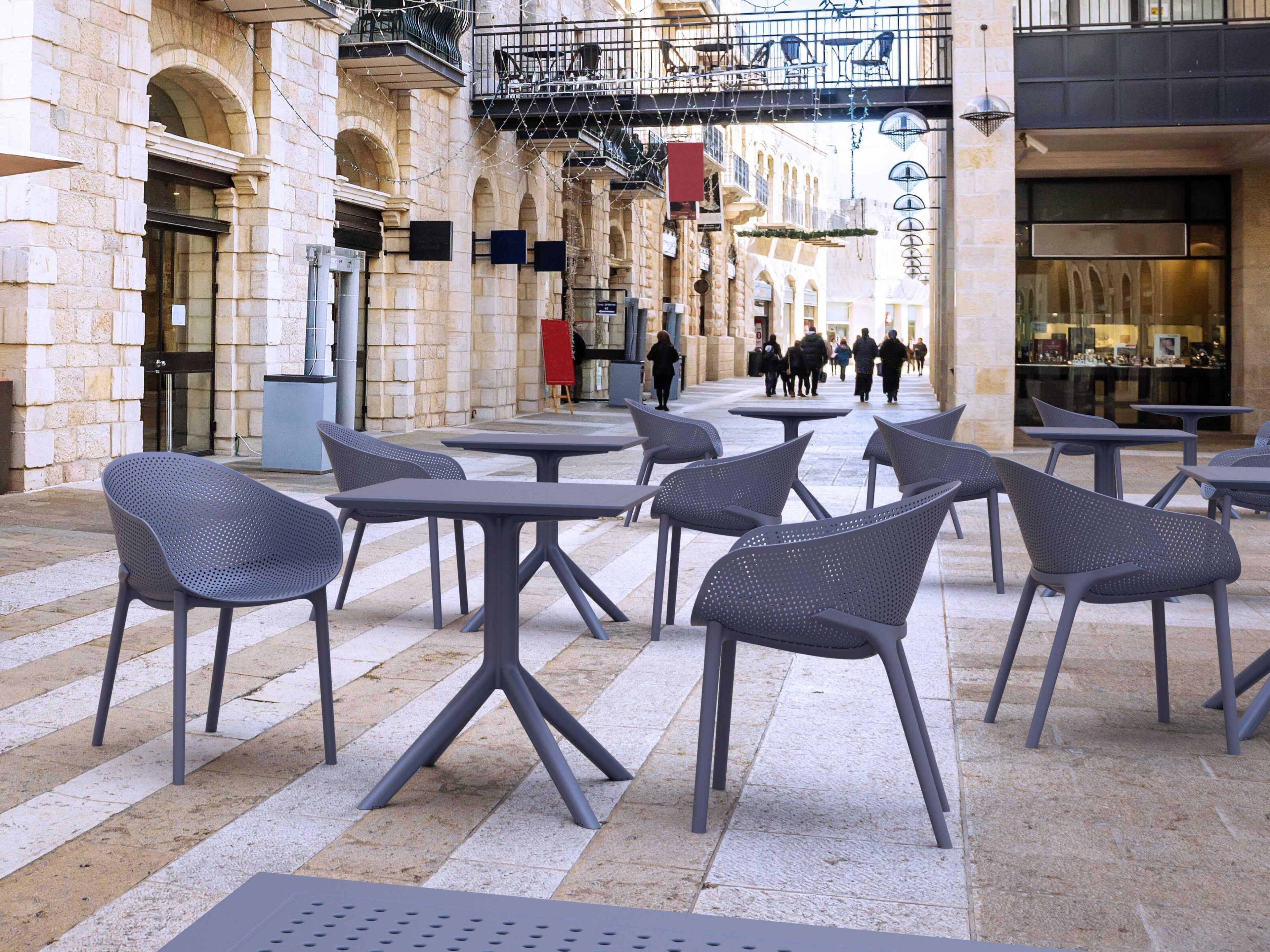 Compamia Sky Dark Gray Polypropylene Square Dining Table