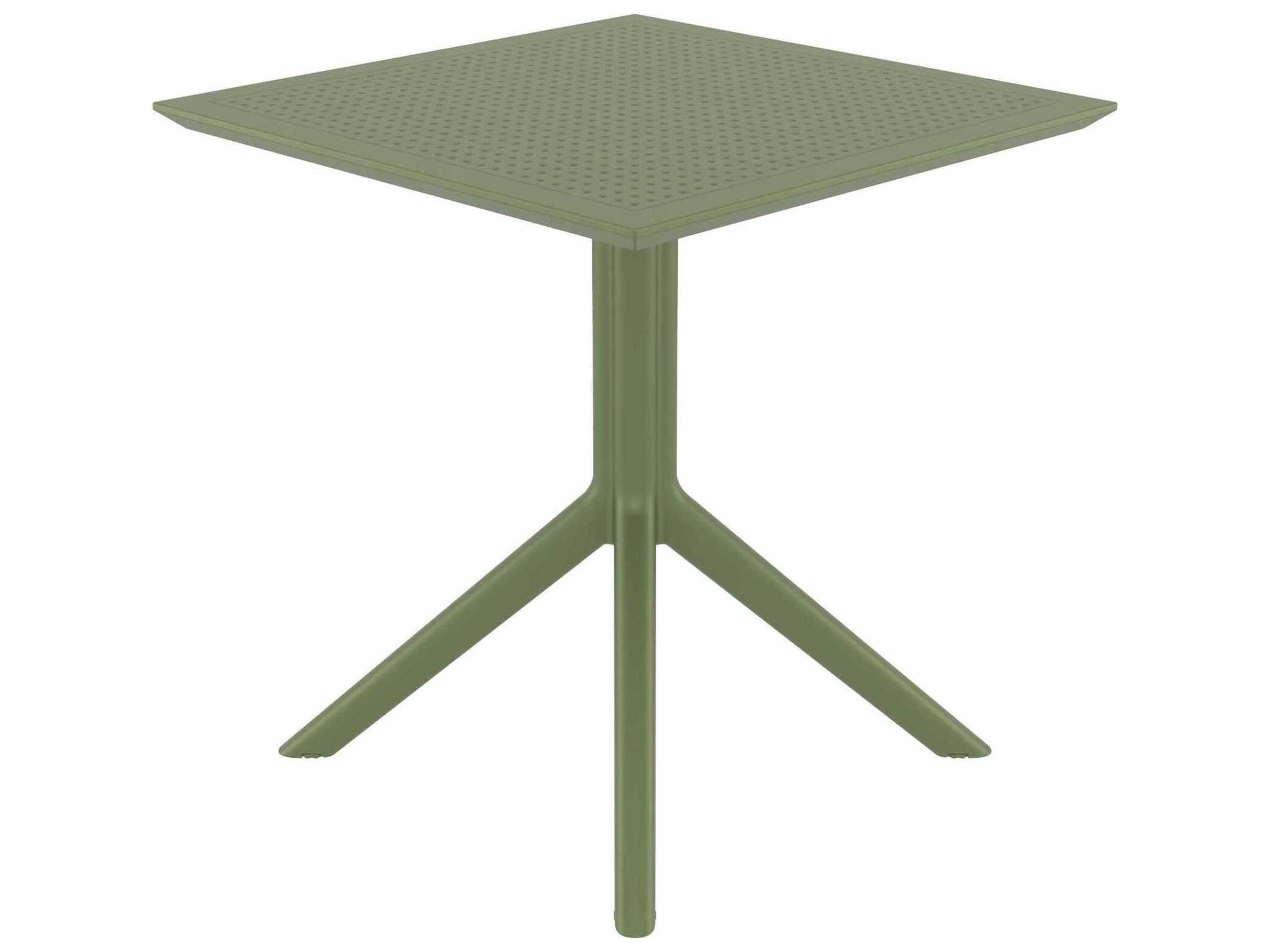 Compamia Sky Olive Green Polypropylene Square Dining Table