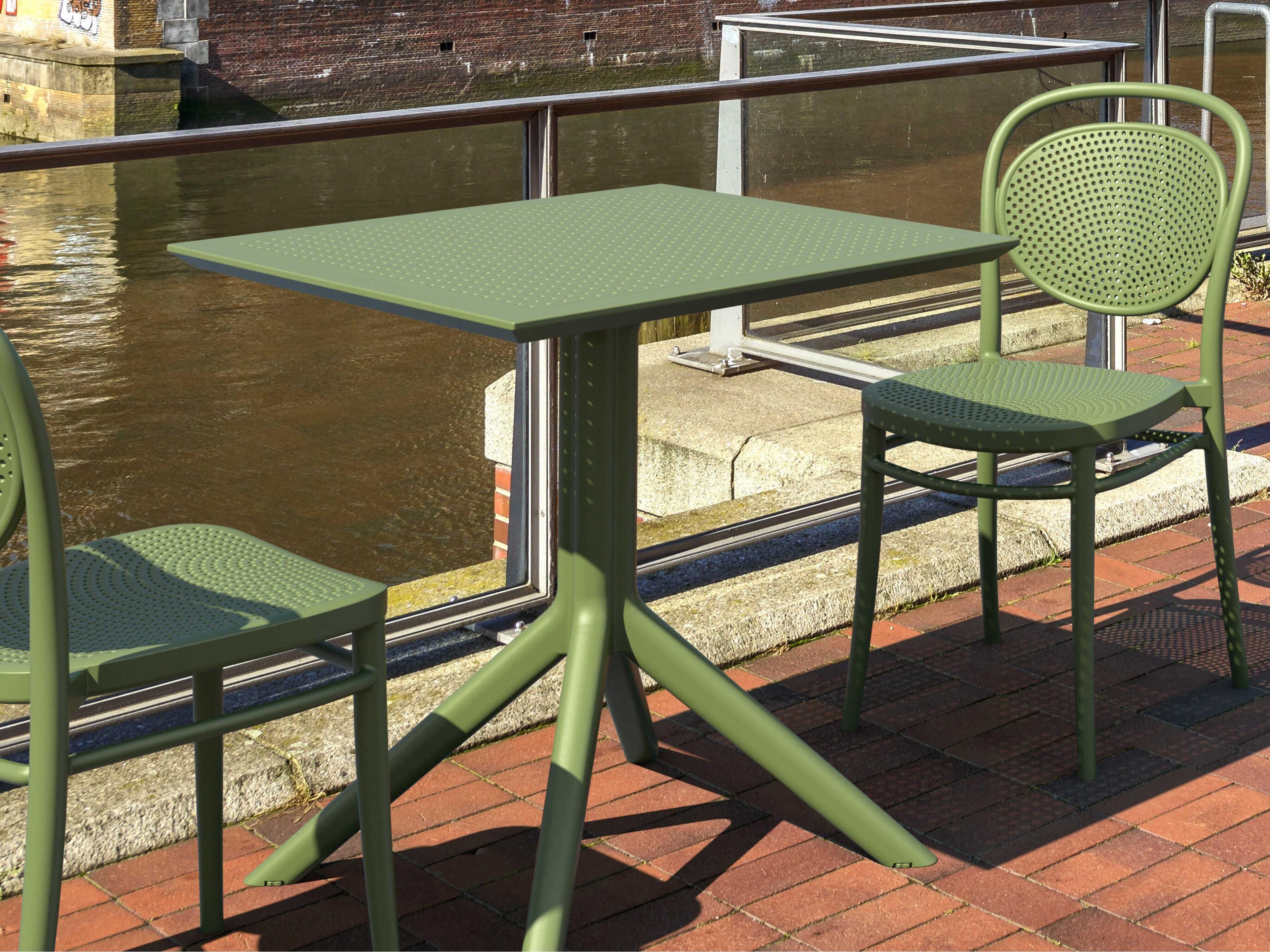 Compamia Sky Olive Green Polypropylene Square Dining Table
