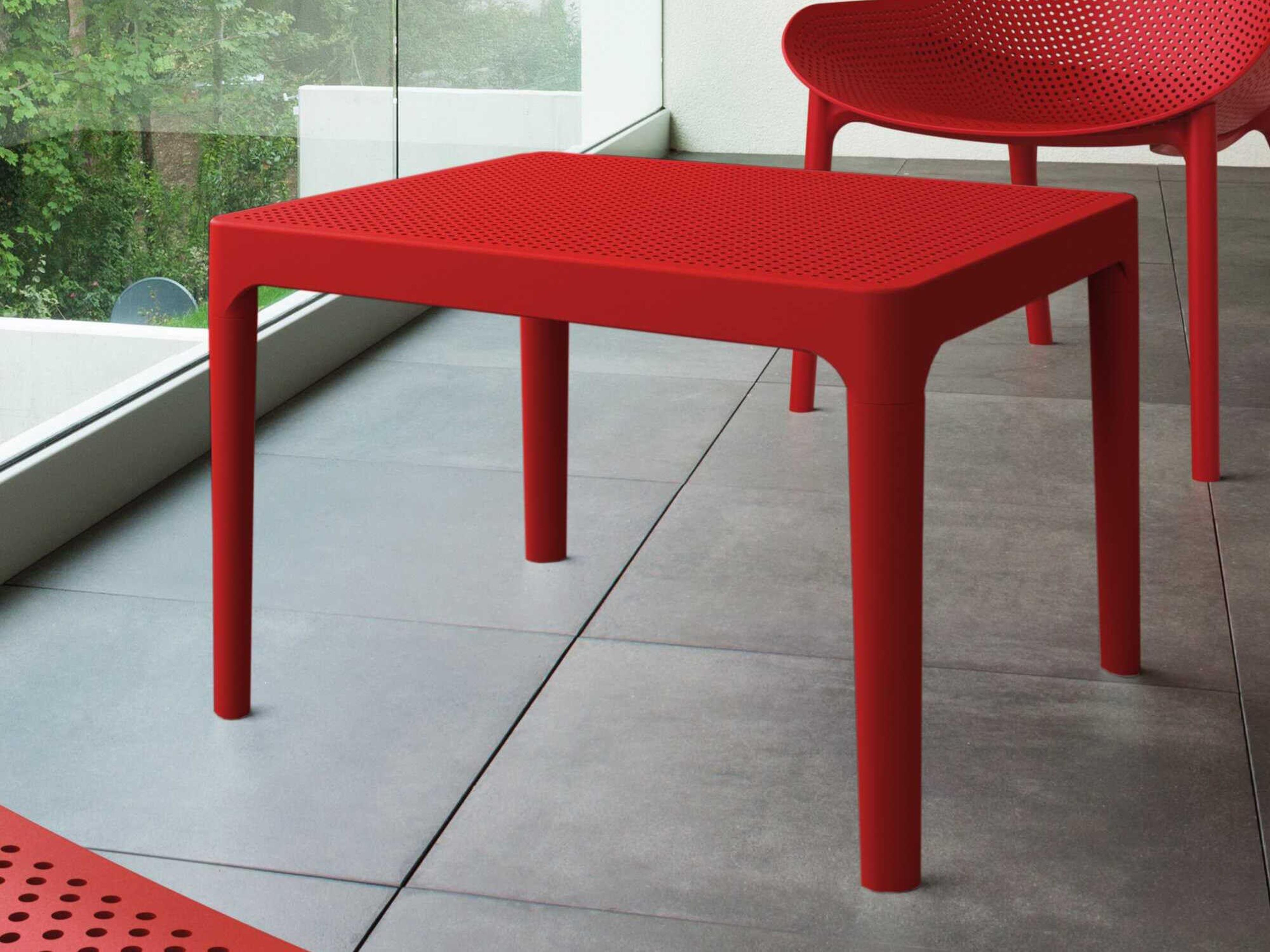 Compamia Sky Red Polypropylene Rectangular End Table