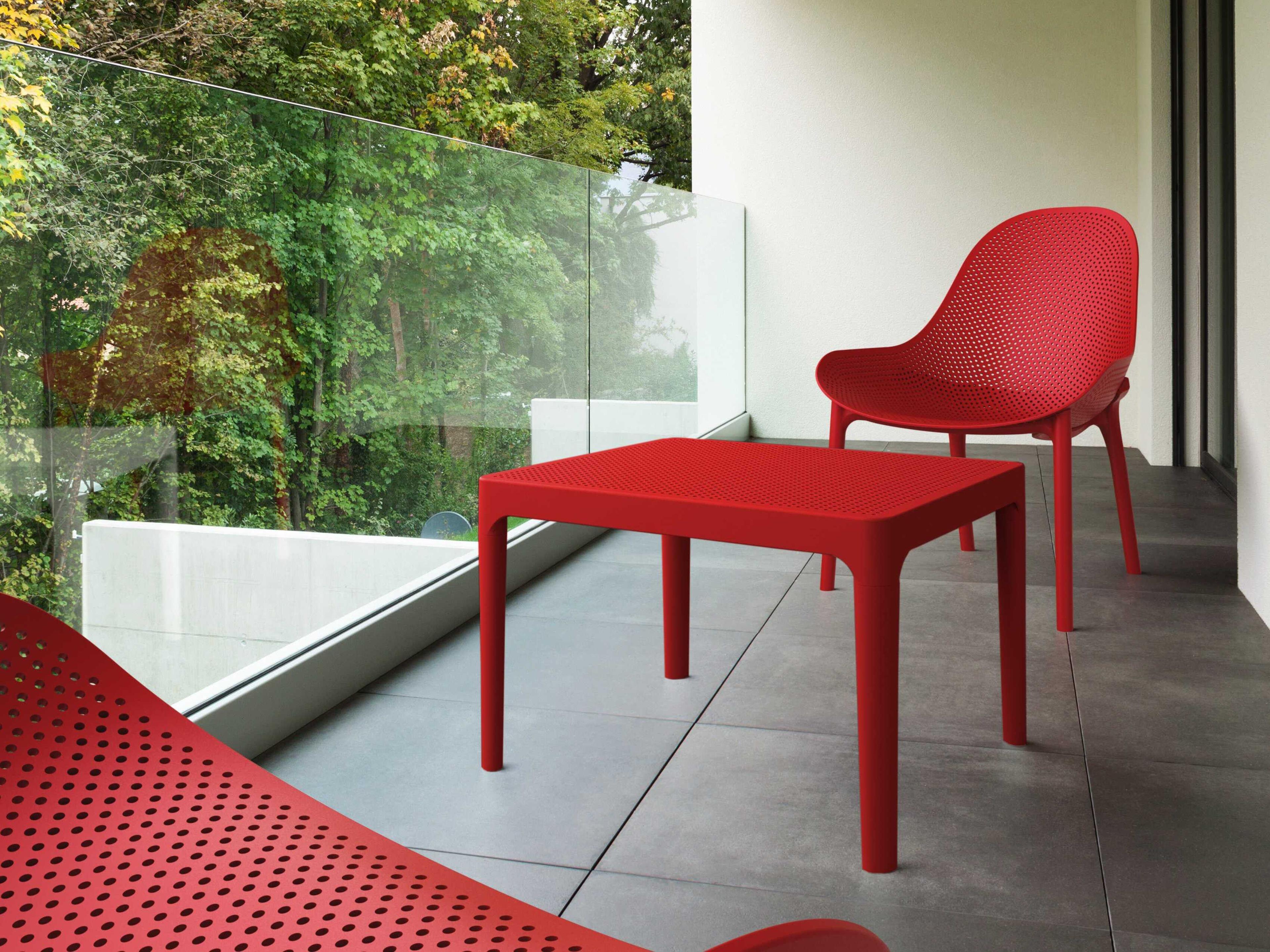 Compamia Sky Red Polypropylene Rectangular End Table