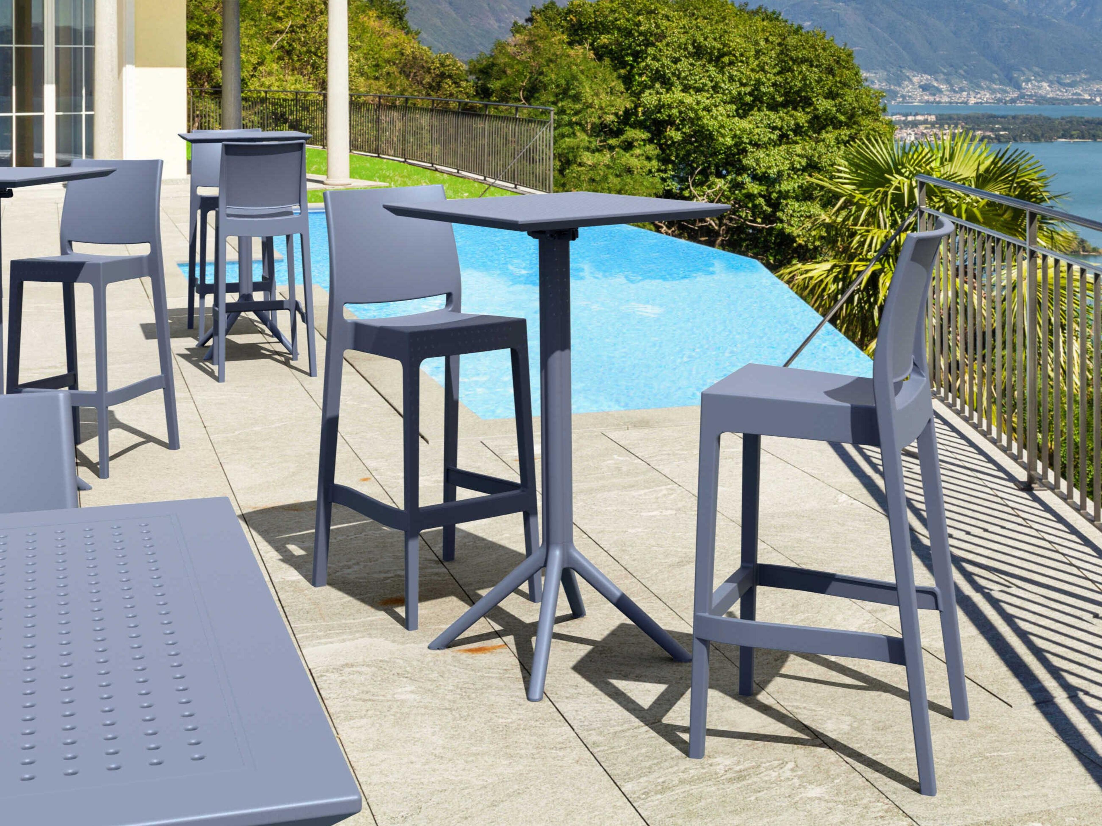 Sky Dark Gray Polypropylene Dining Set