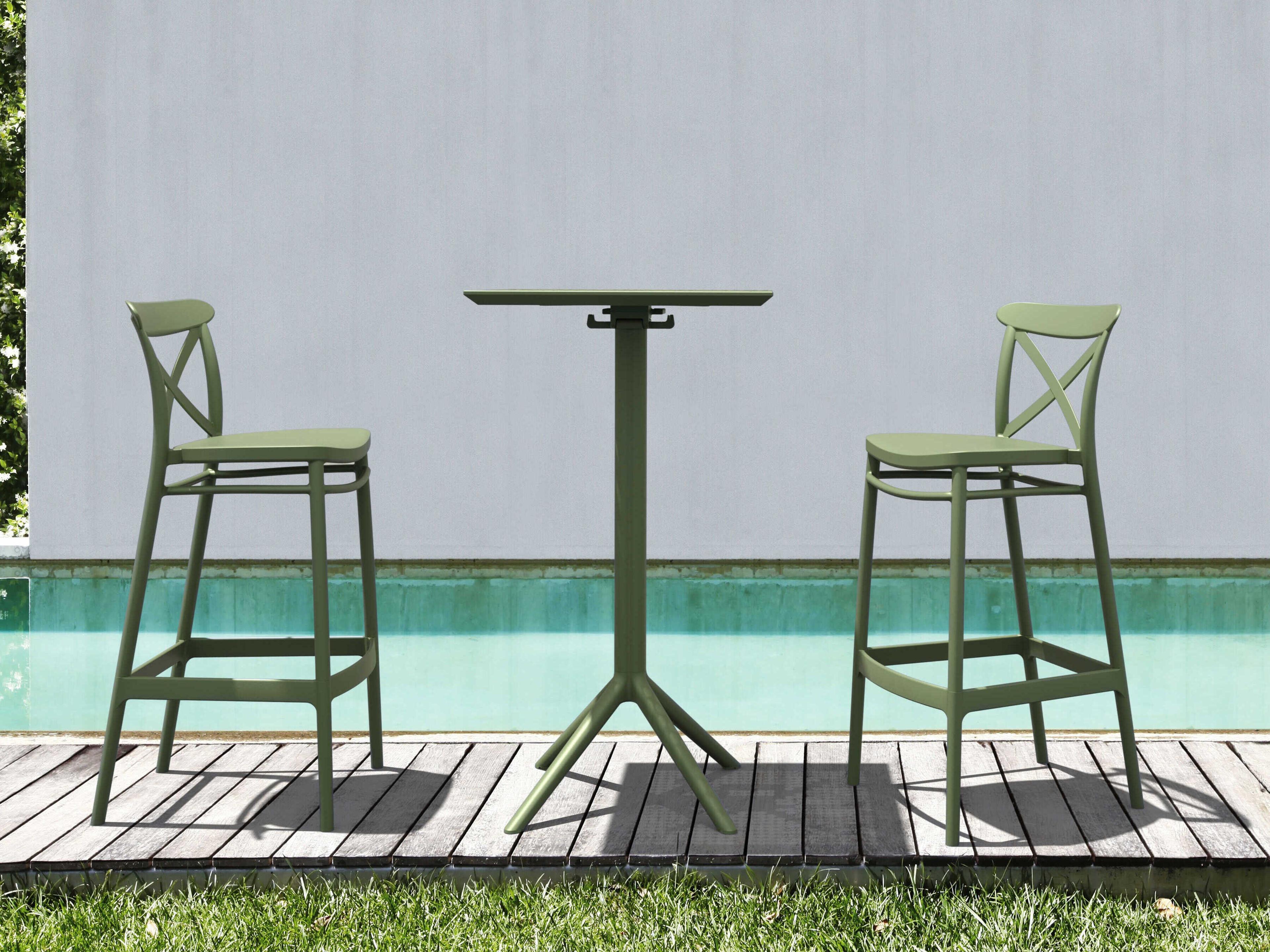 Sky Olive Green Polypropylene Dining Set