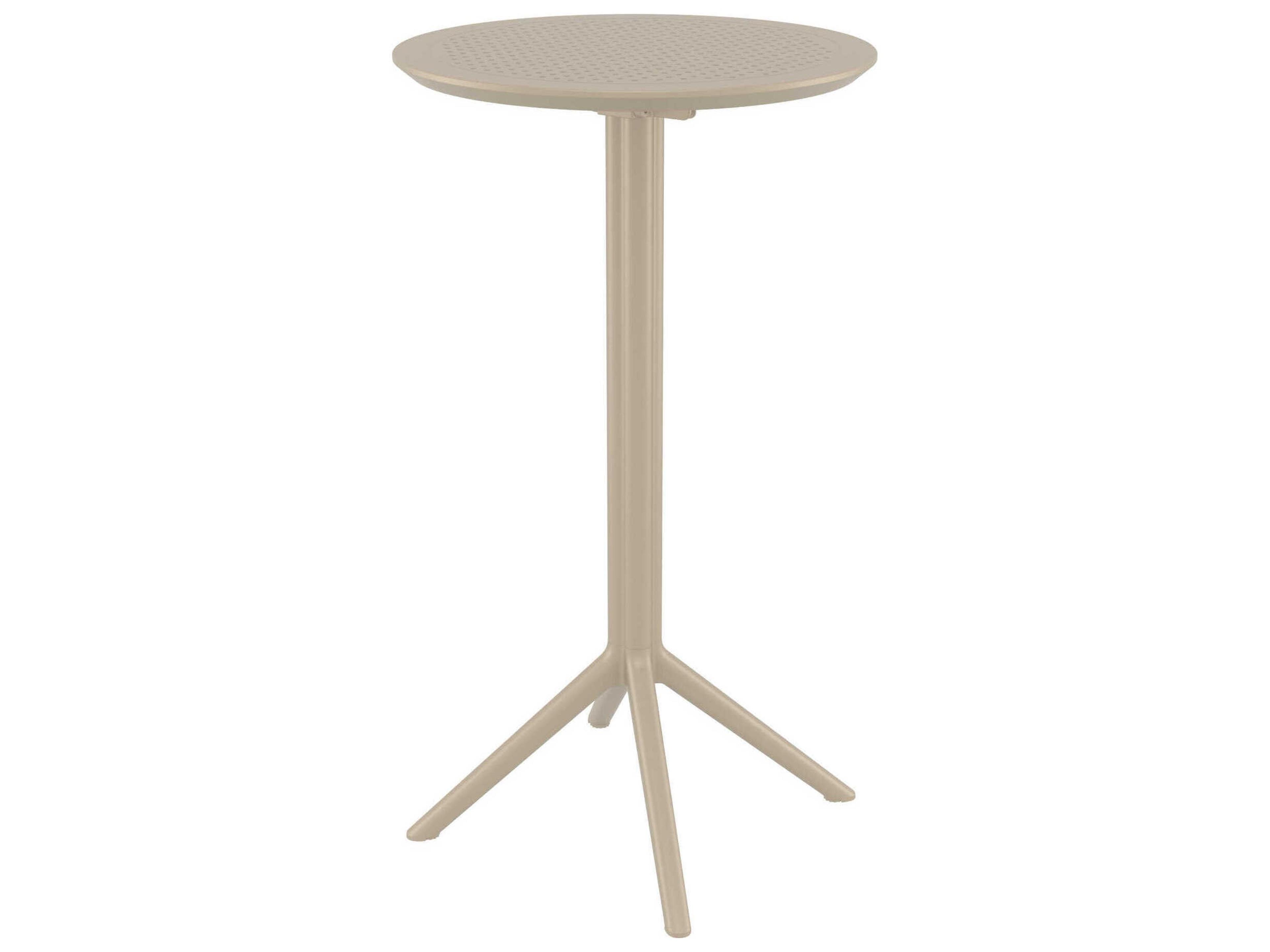 Sky Taupe Polypropylene Round Bar Table