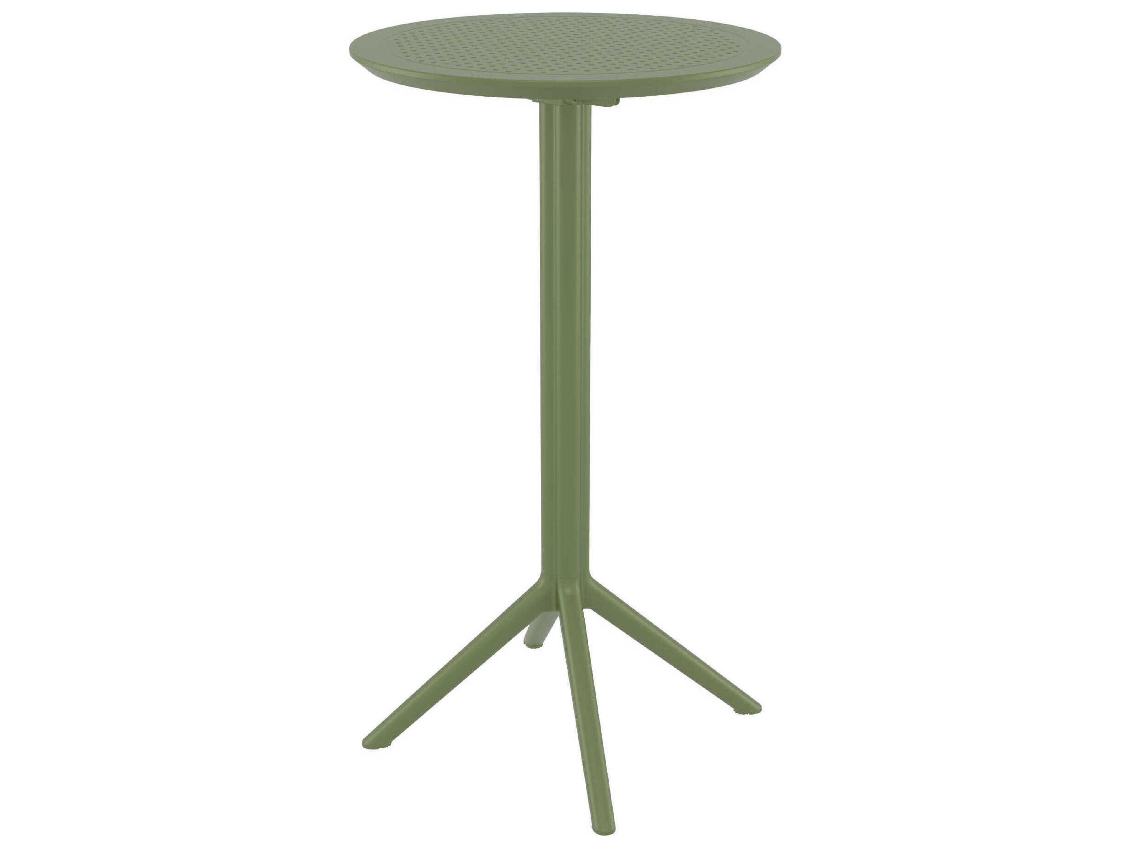 Sky Olive Green Polypropylene Round Bar Table