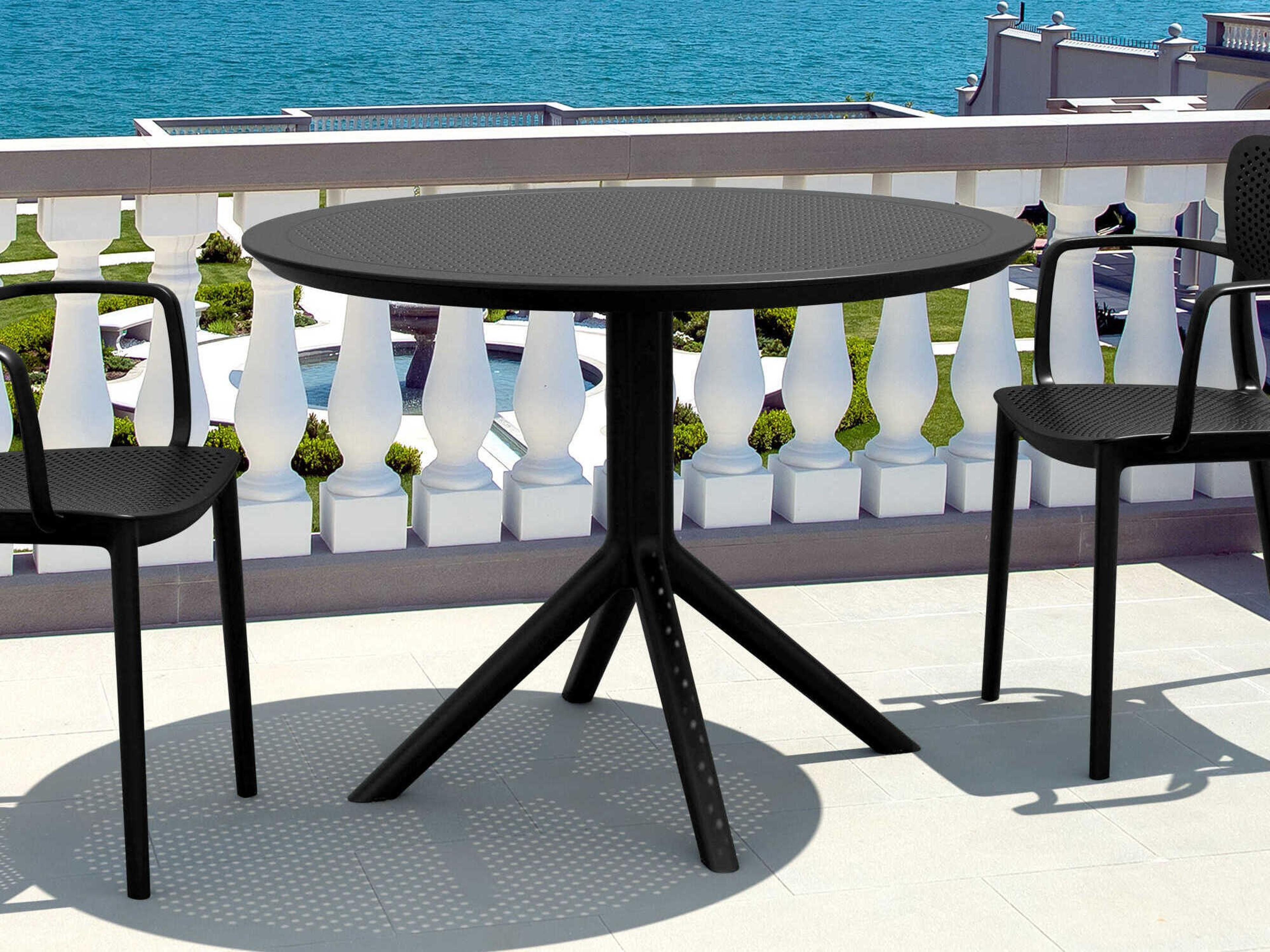Compamia Sky Black Polypropylene Round Dining Table