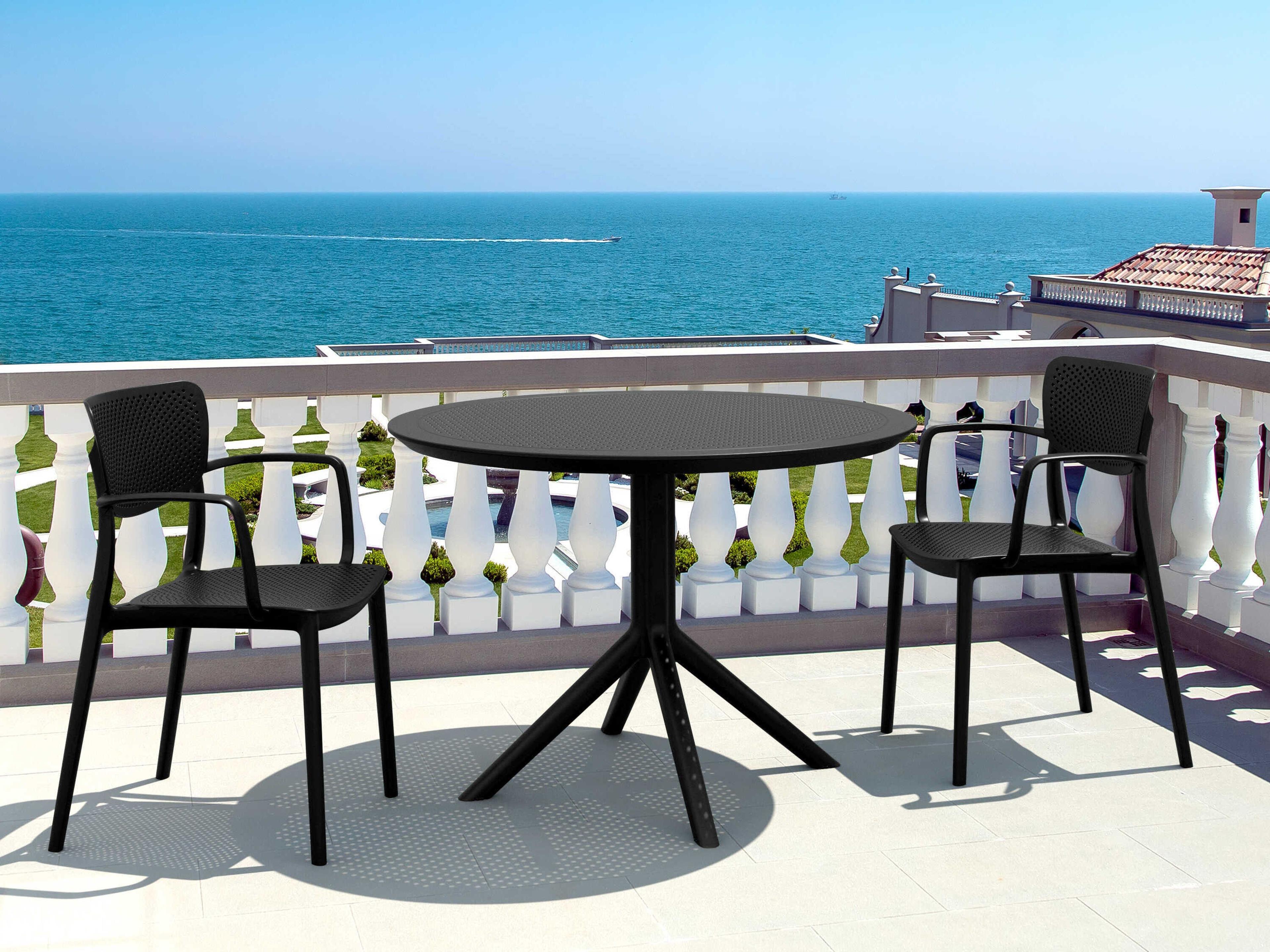 Compamia Sky Black Polypropylene Round Dining Table