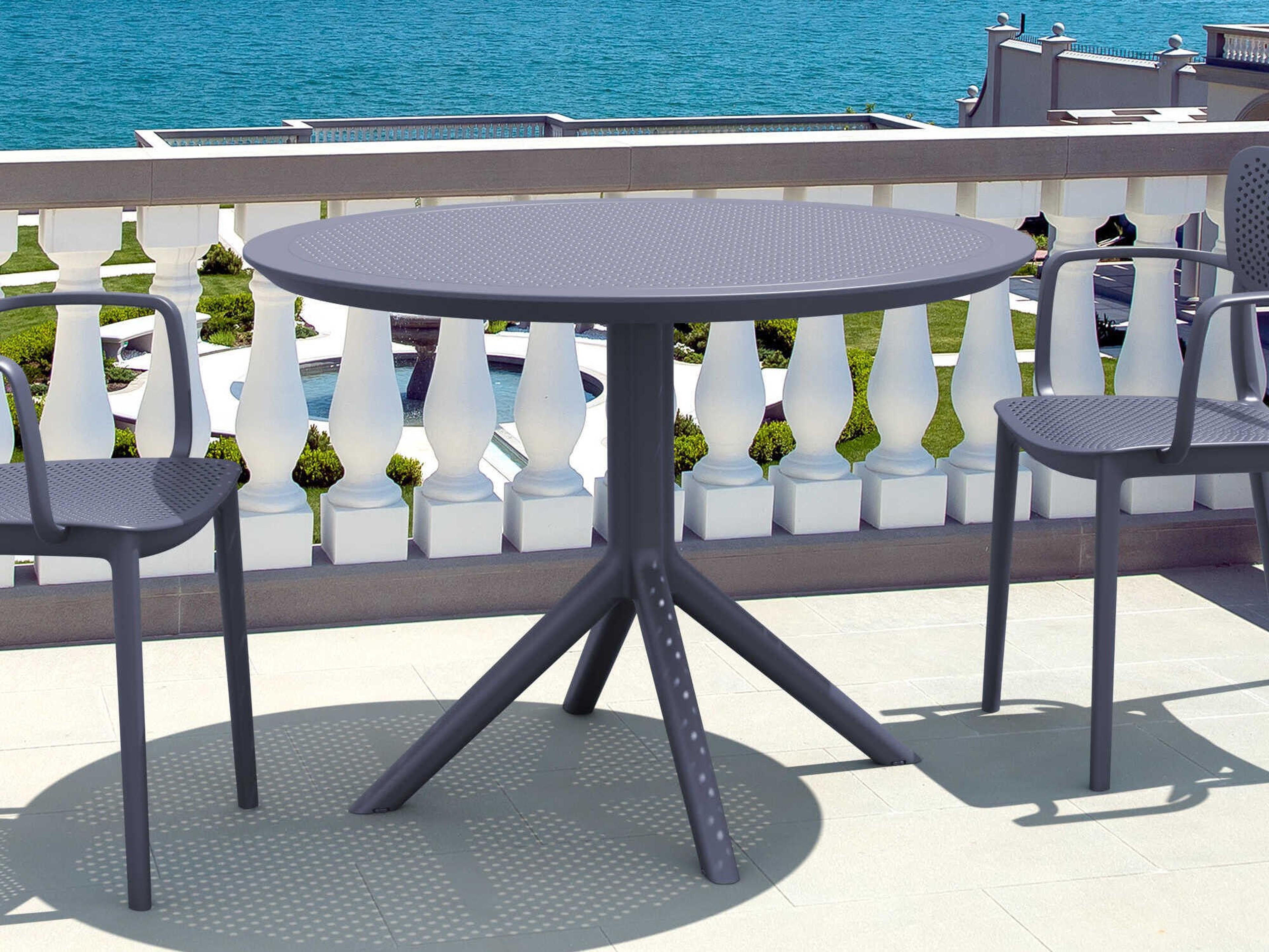 Compamia Sky Dark Gray Polypropylene Round Dining Table