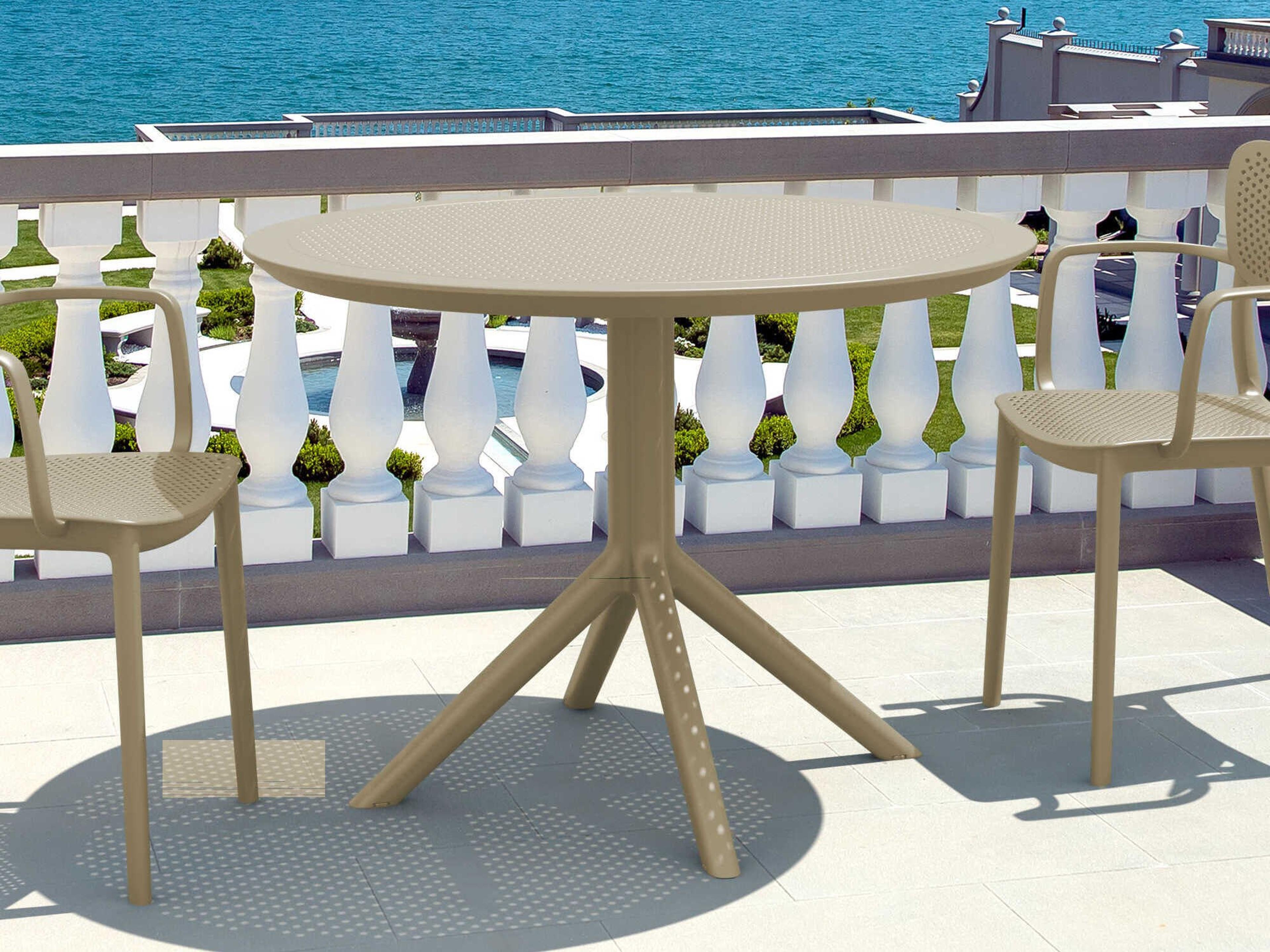 Compamia Sky Taupe Polypropylene Round Dining Table