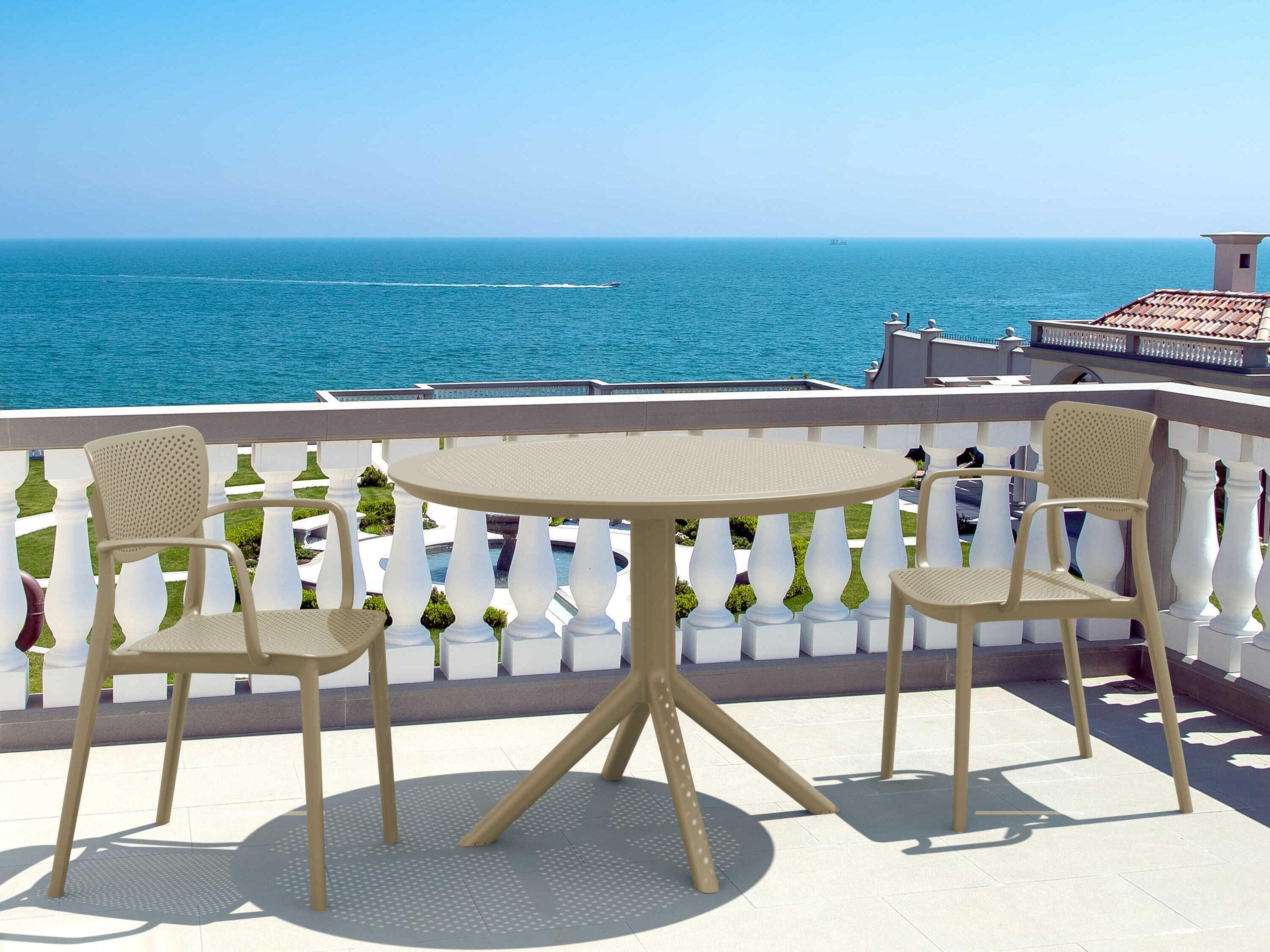 Compamia Sky Taupe Polypropylene Round Dining Table