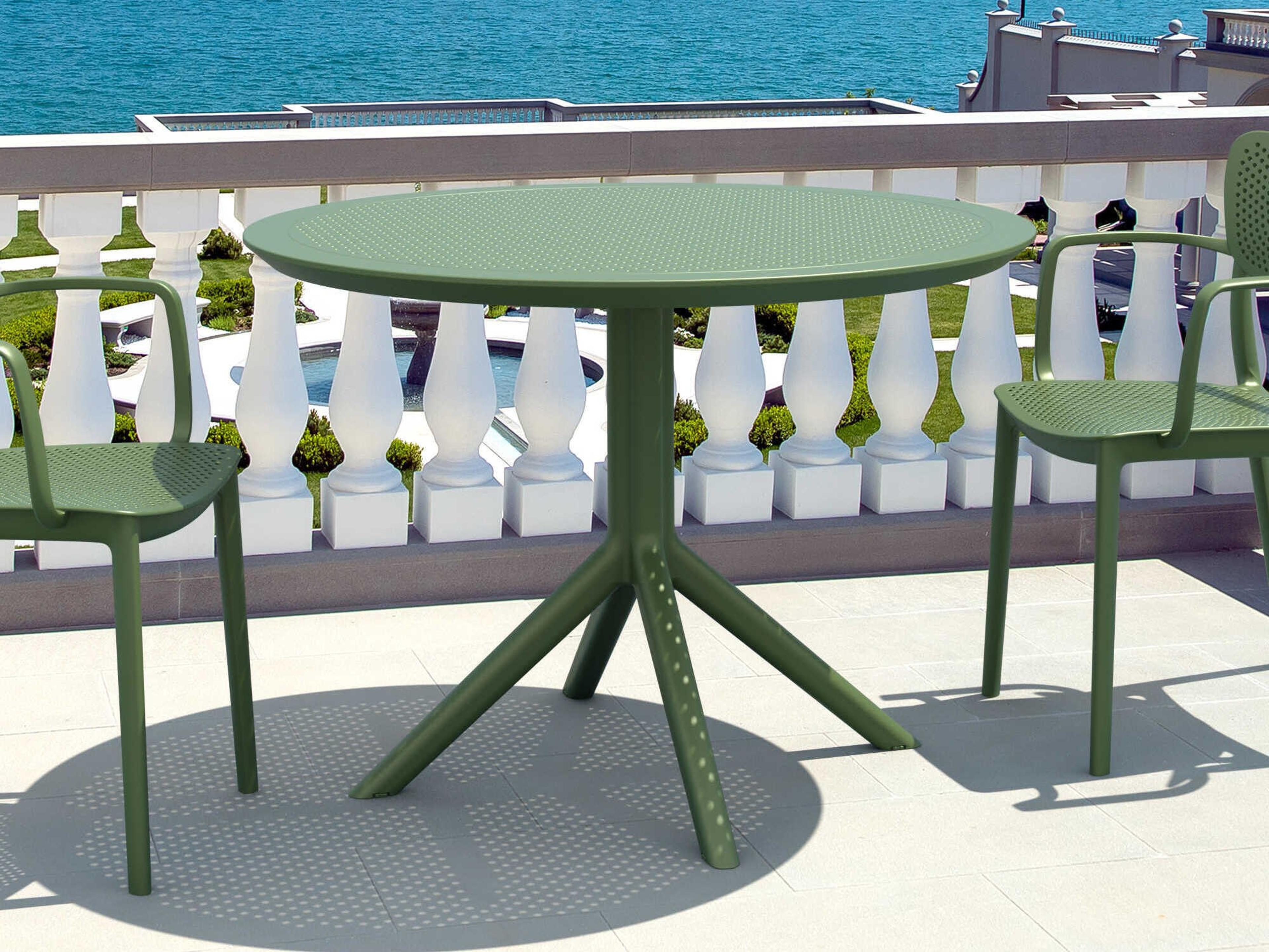 Compamia Sky Olive Green Polypropylene Round Dining Table
