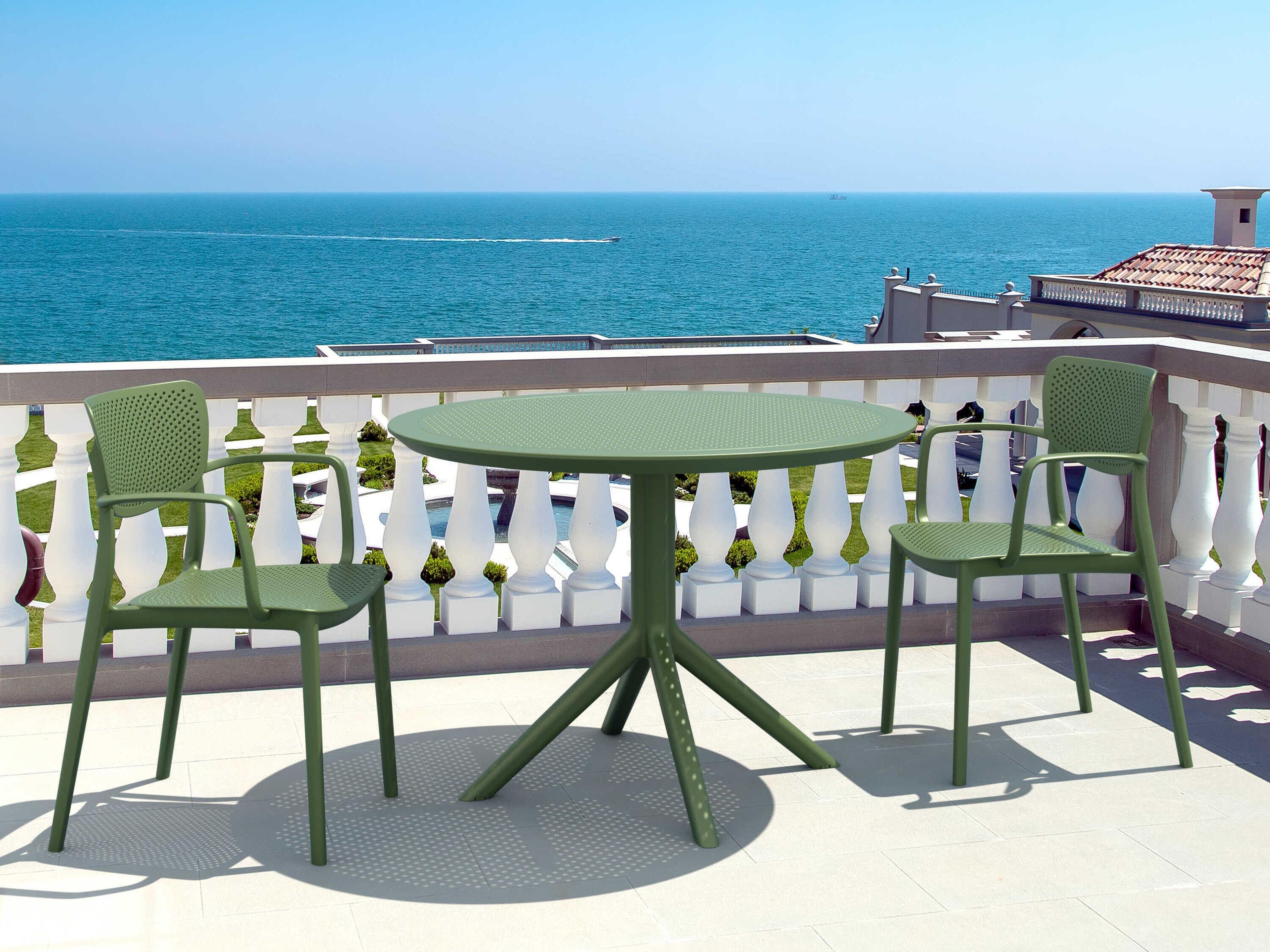 Compamia Sky Olive Green Polypropylene Round Dining Table