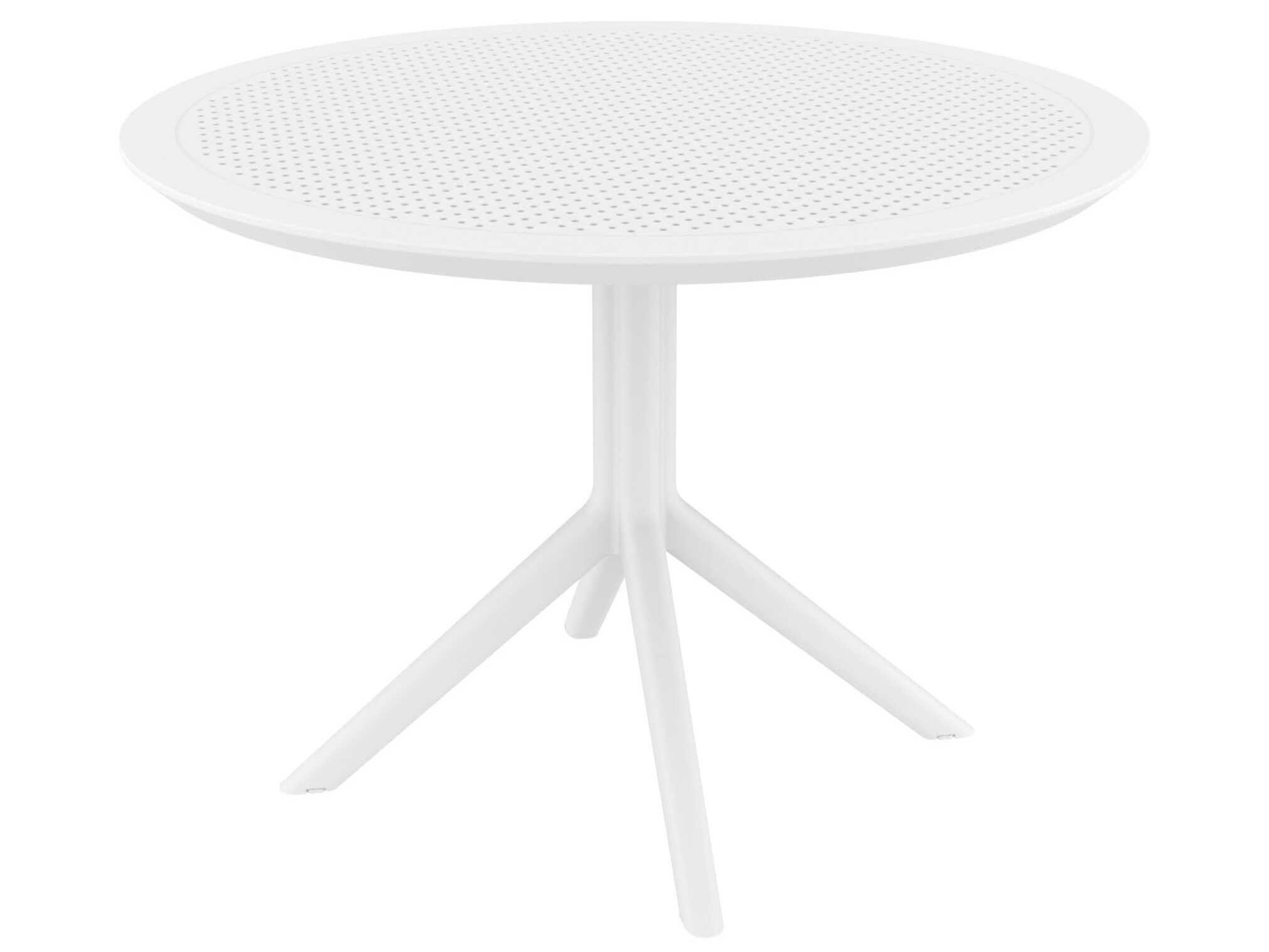 Compamia Sky White Polypropylene Round Umbrella Hole Dining Table
