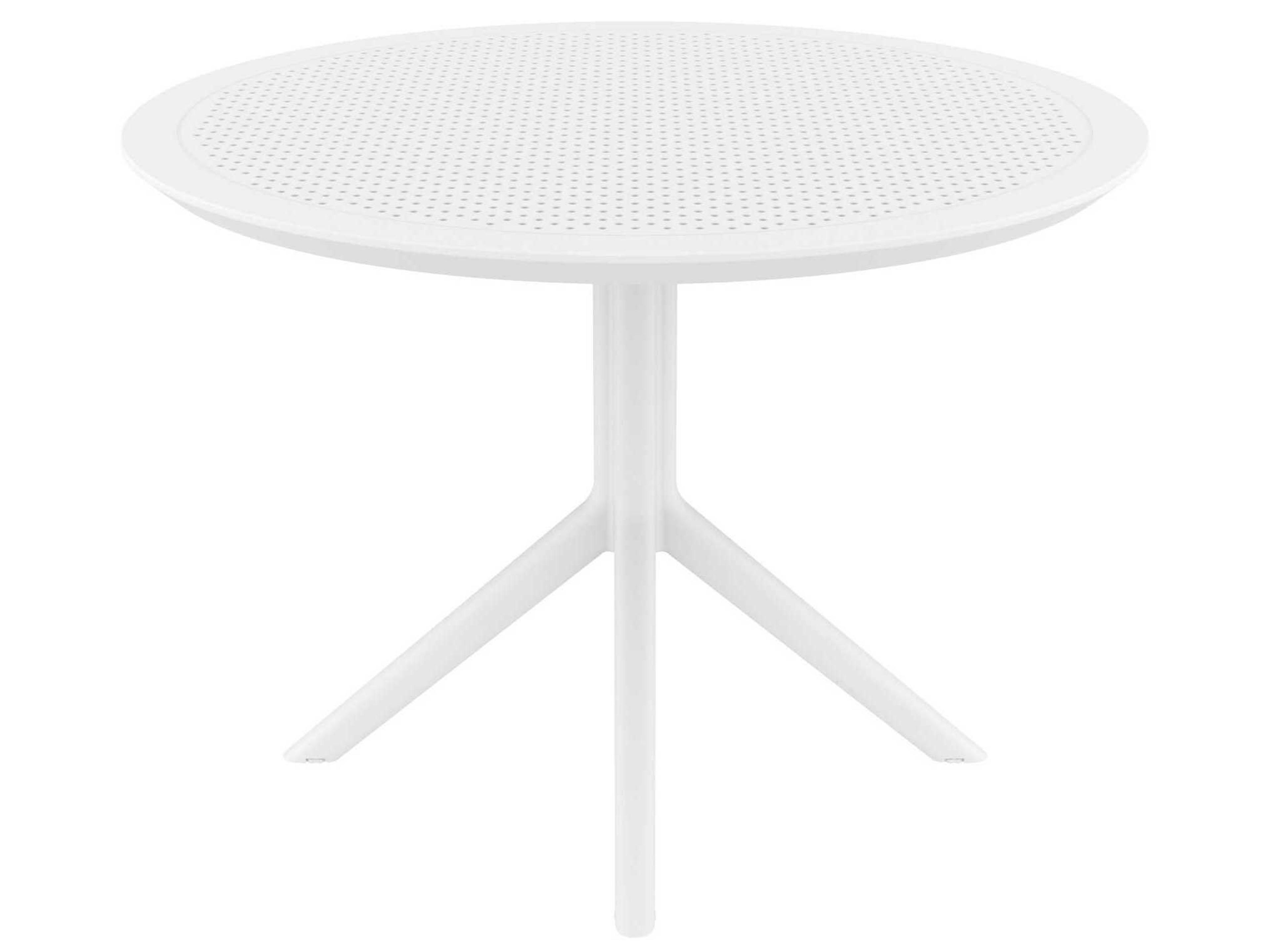 Compamia Sky White Polypropylene Round Umbrella Hole Dining Table