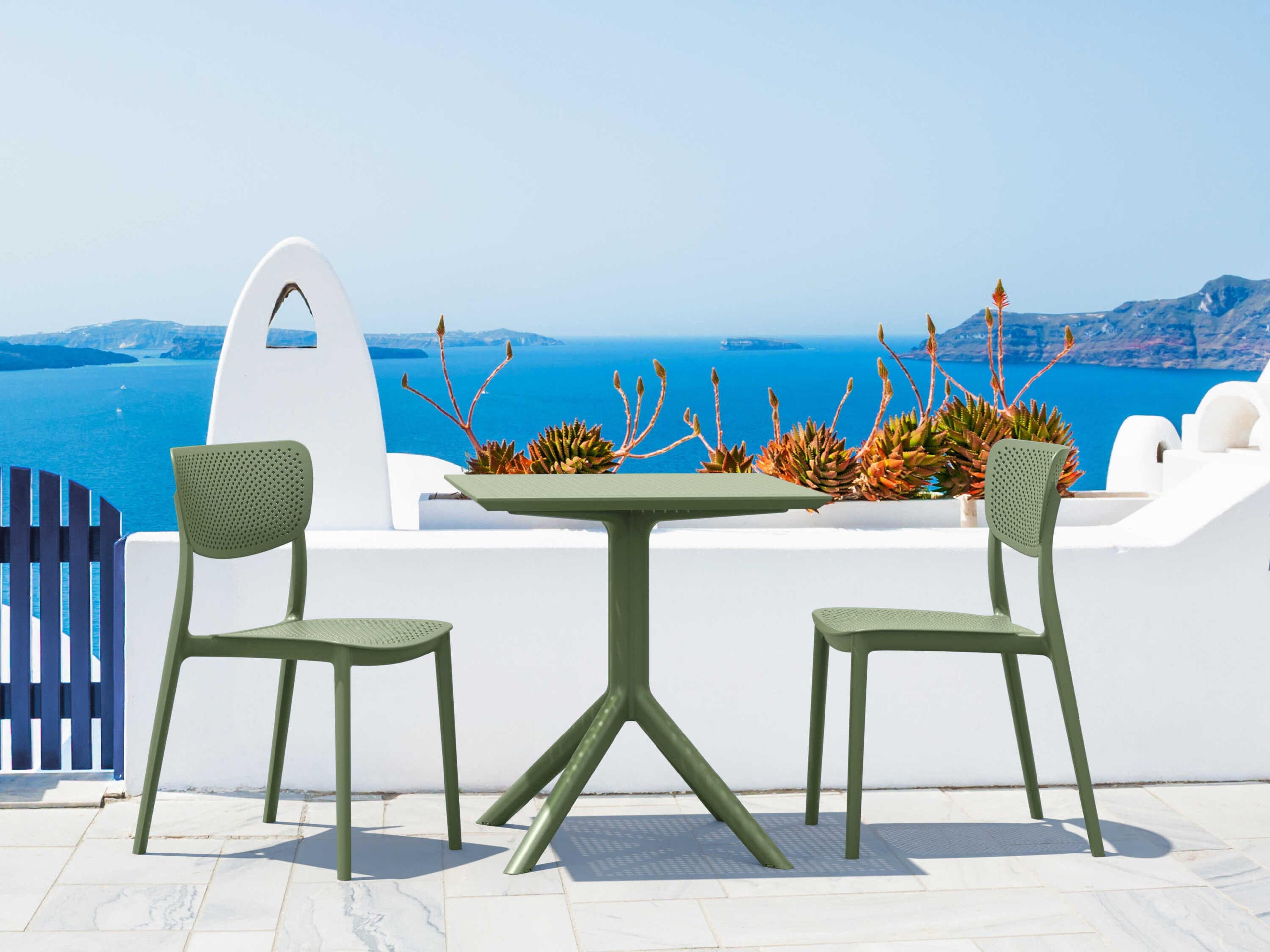 Lucy Olive Green Polypropylene Dining Set