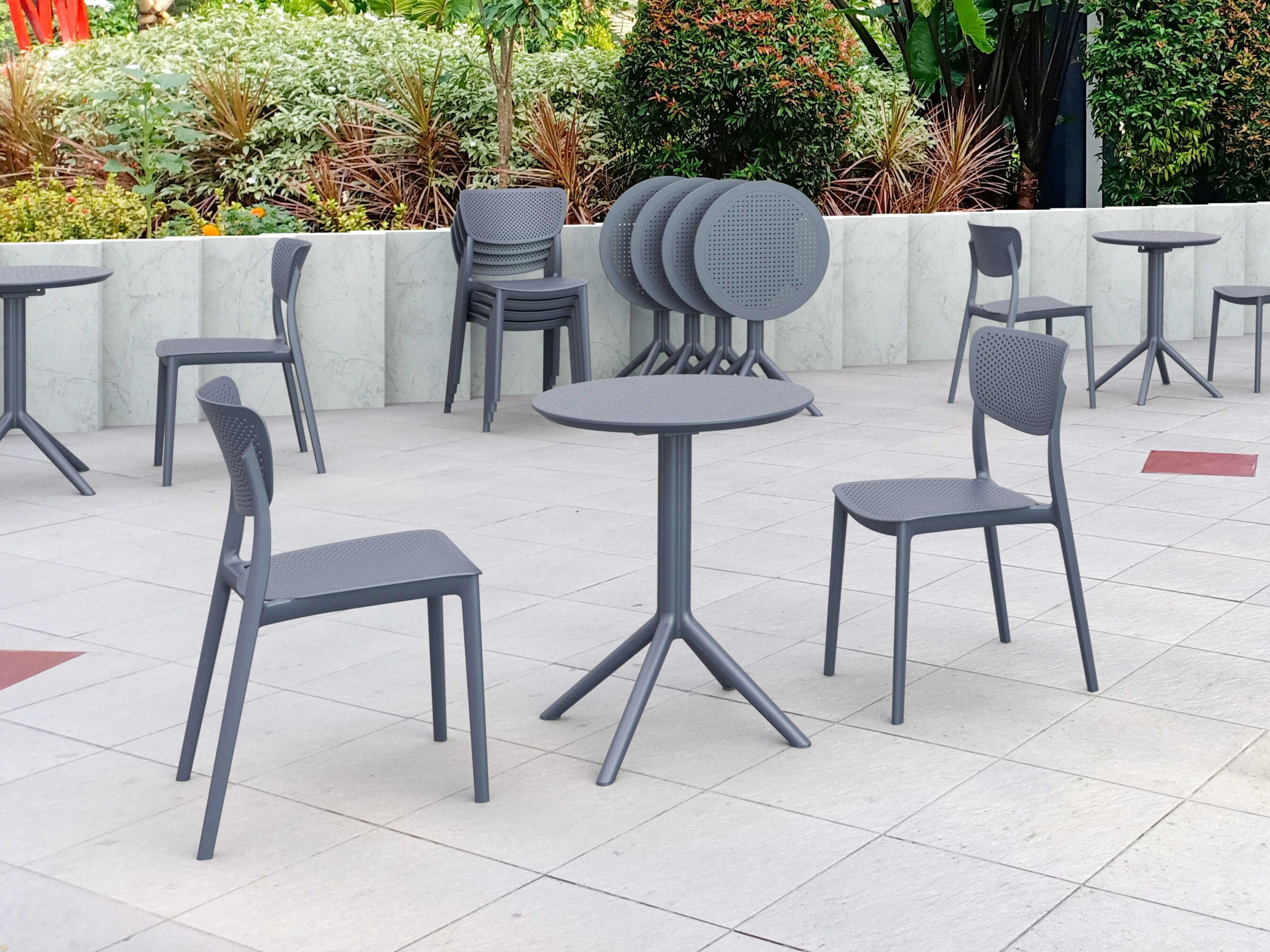Lucy Dark Gray Polypropylene Dining Set