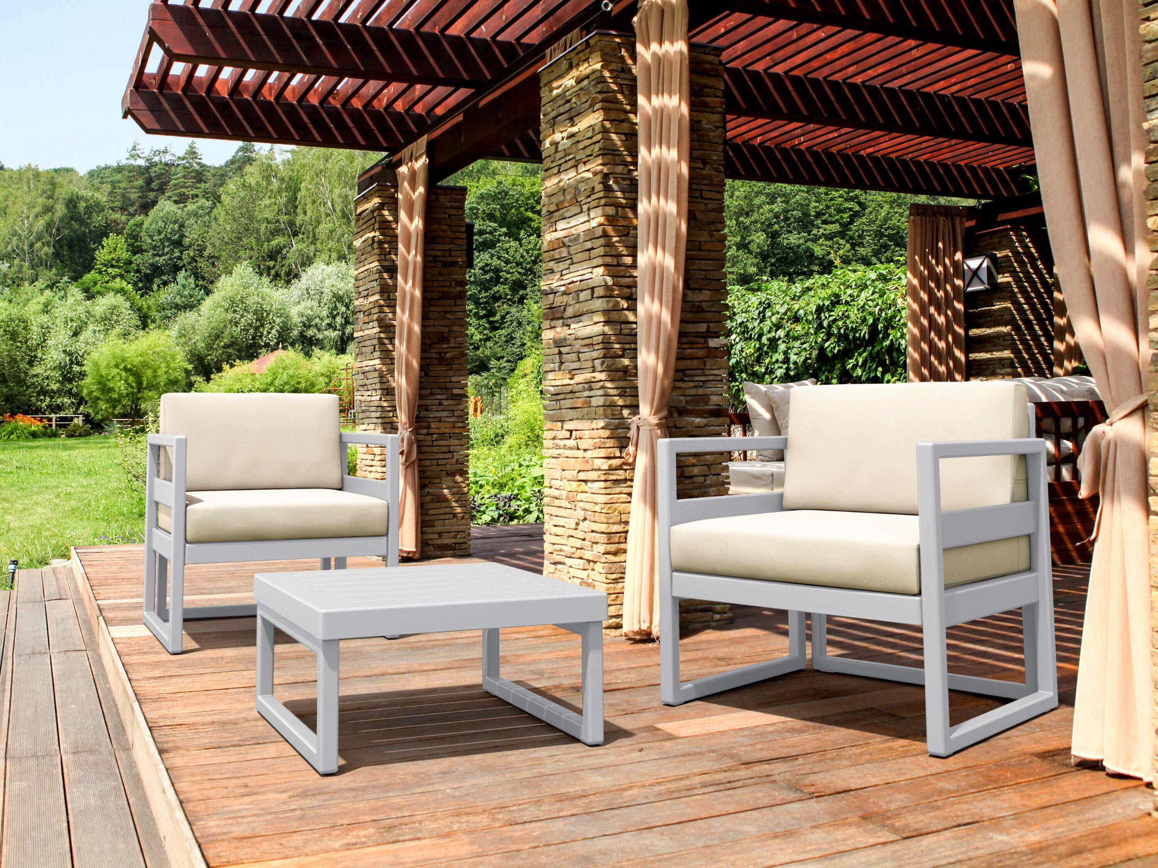 Mykonos Silver Resin Cushion Lounge Set