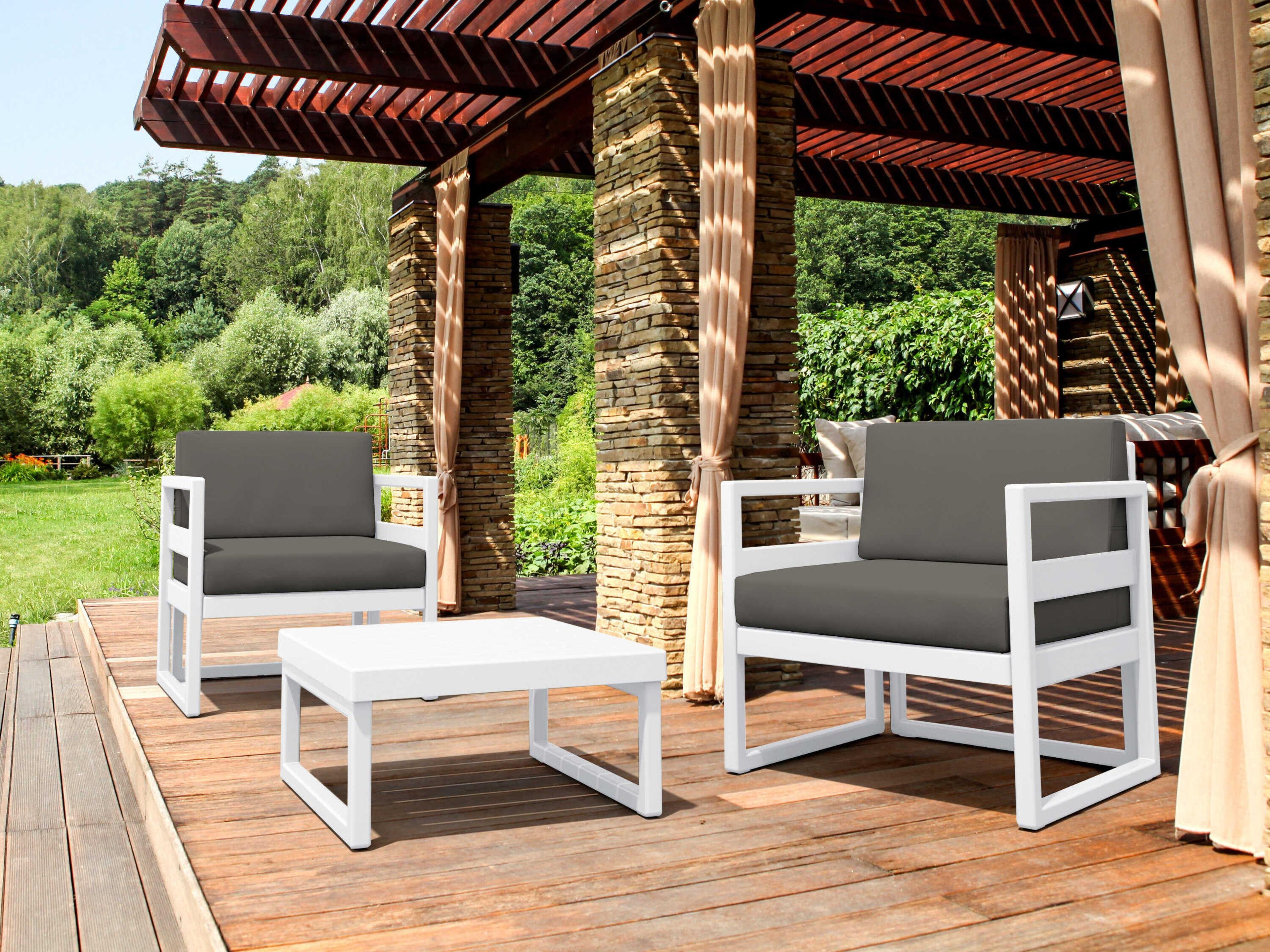 Mykonos White Resin Cushion Lounge Set