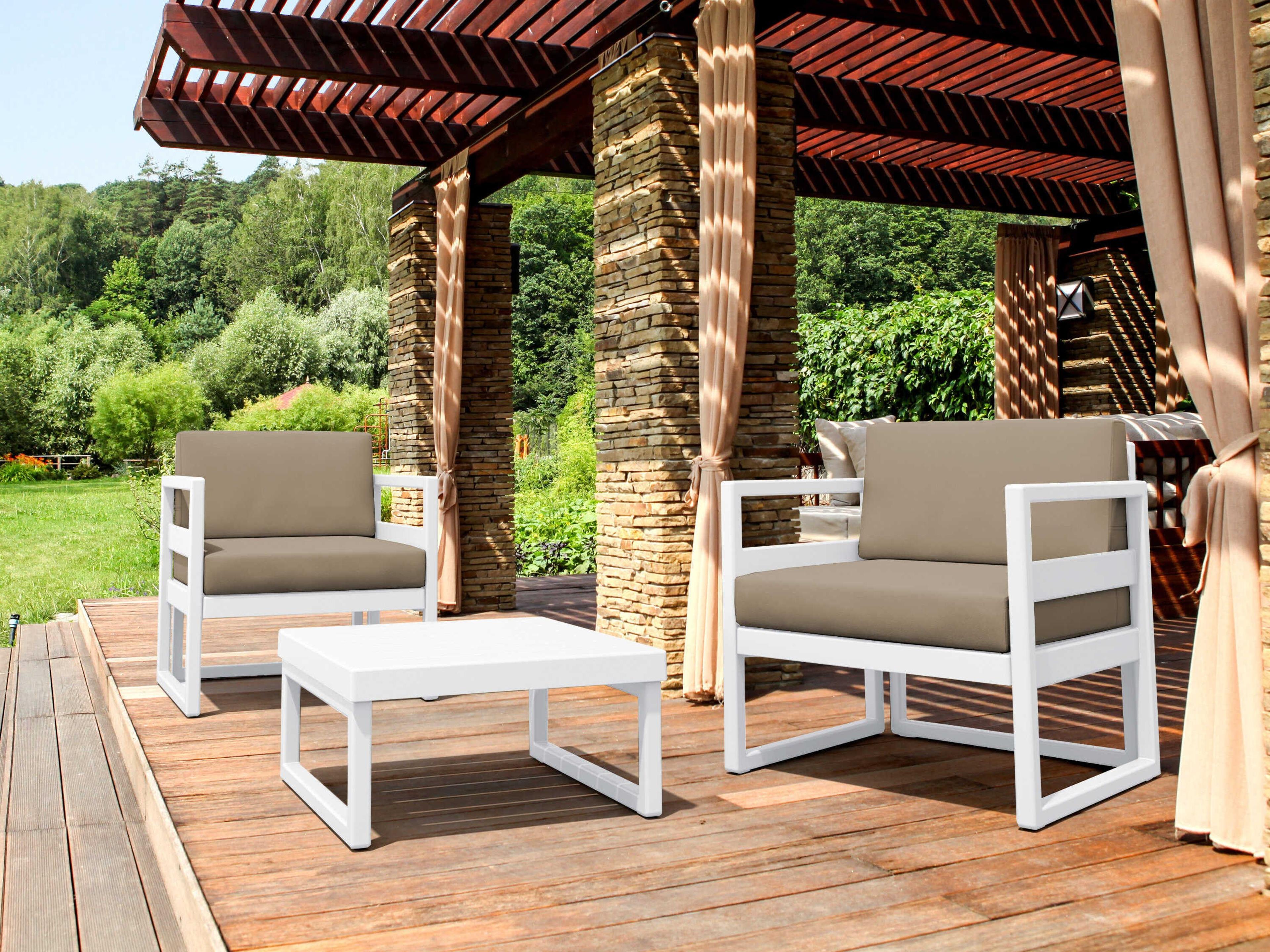 Mykonos White Resin Cushion Lounge Set