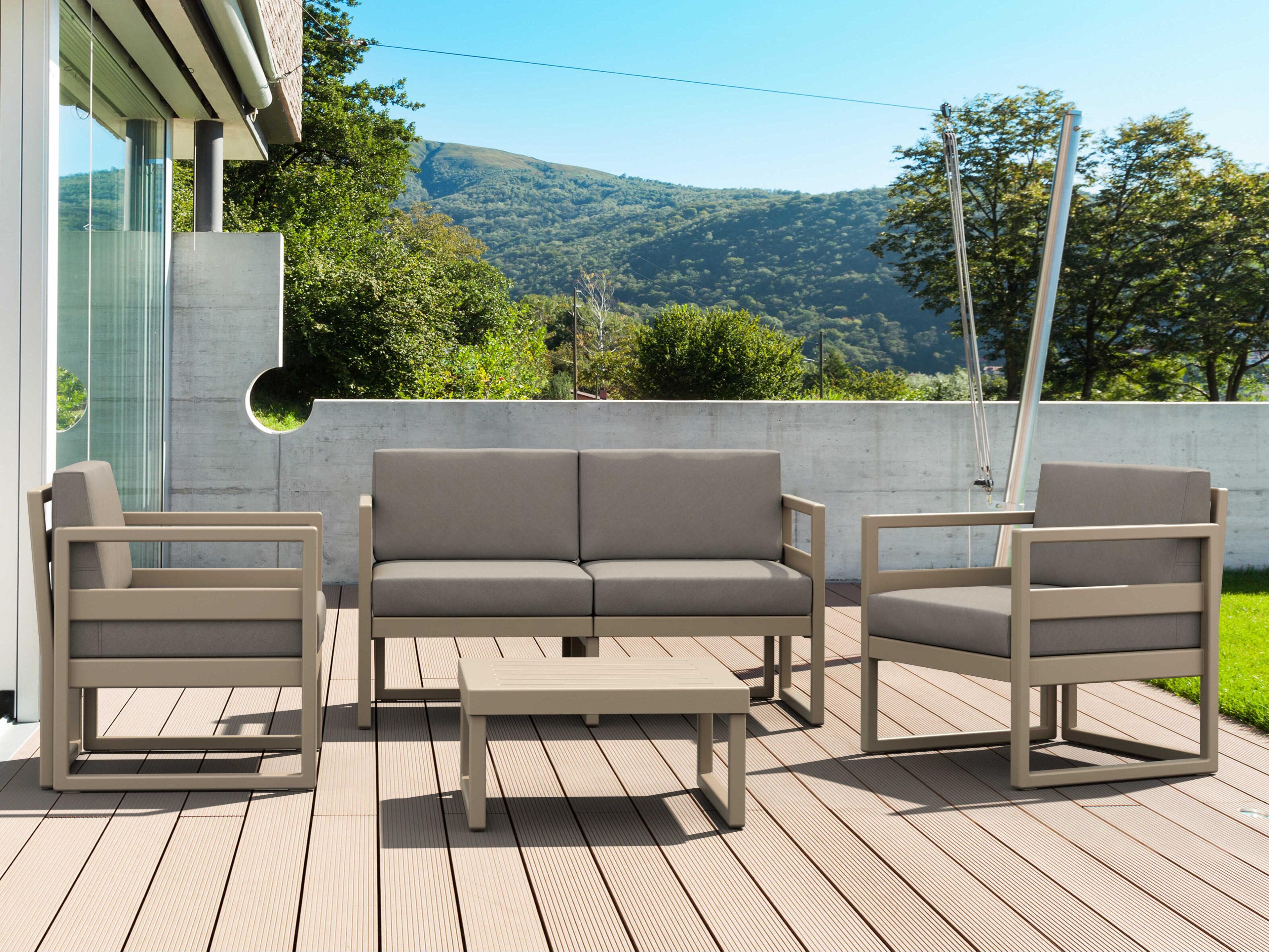 Mykonos Taupe Resin Cushion Lounge Set