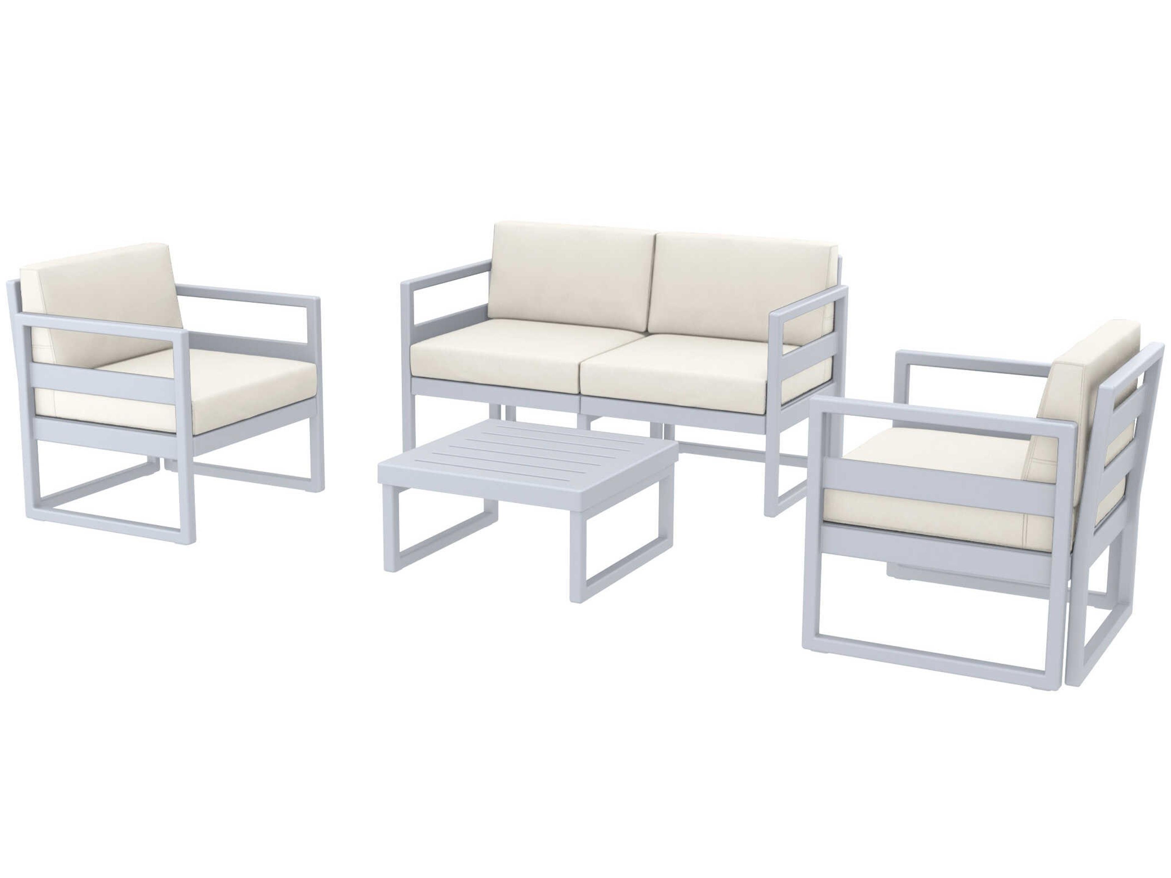 Compamia Mykonos Silver Resin Cushion Lounge Set