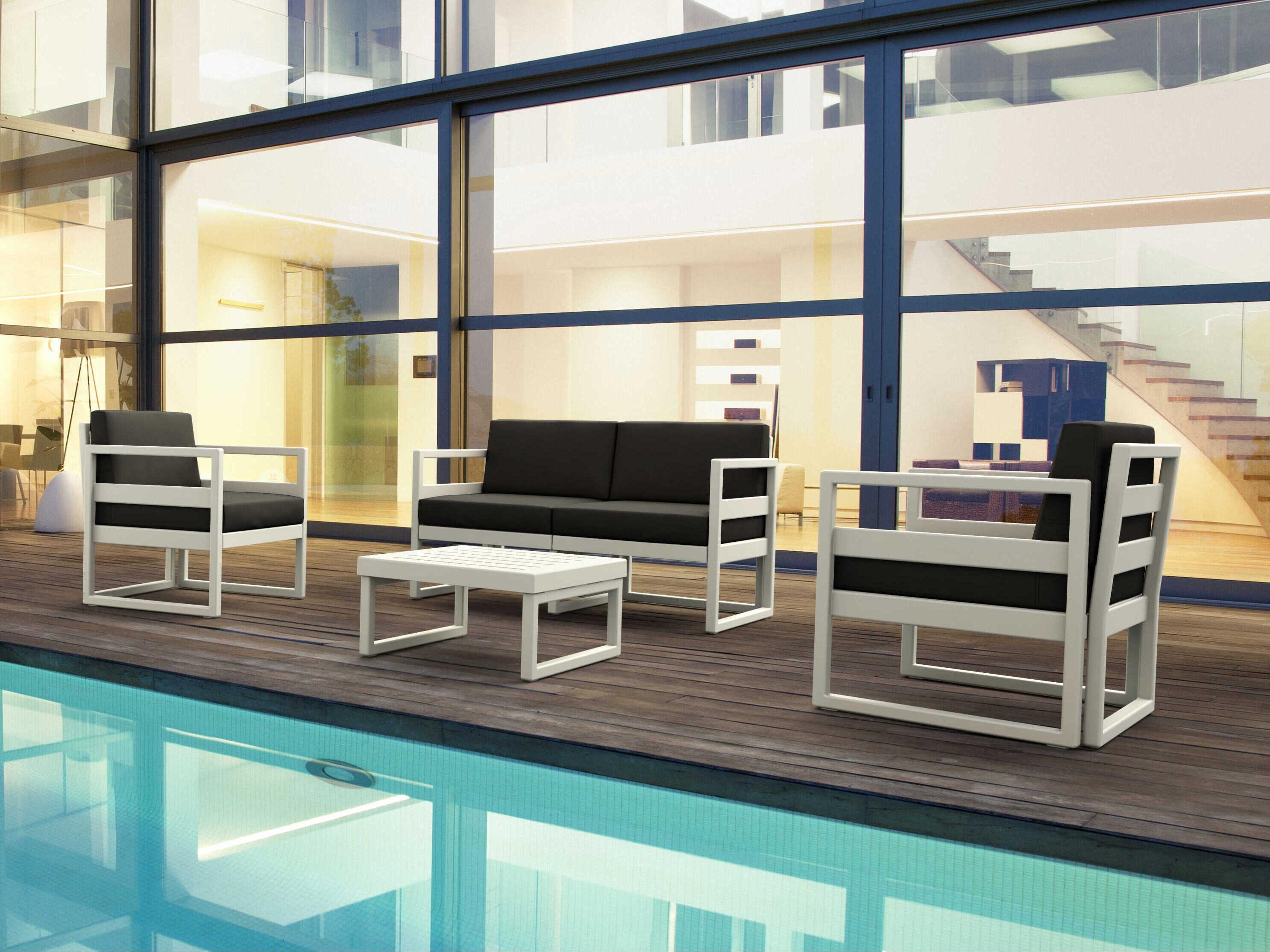 Mykonos White Resin Cushion Lounge Set