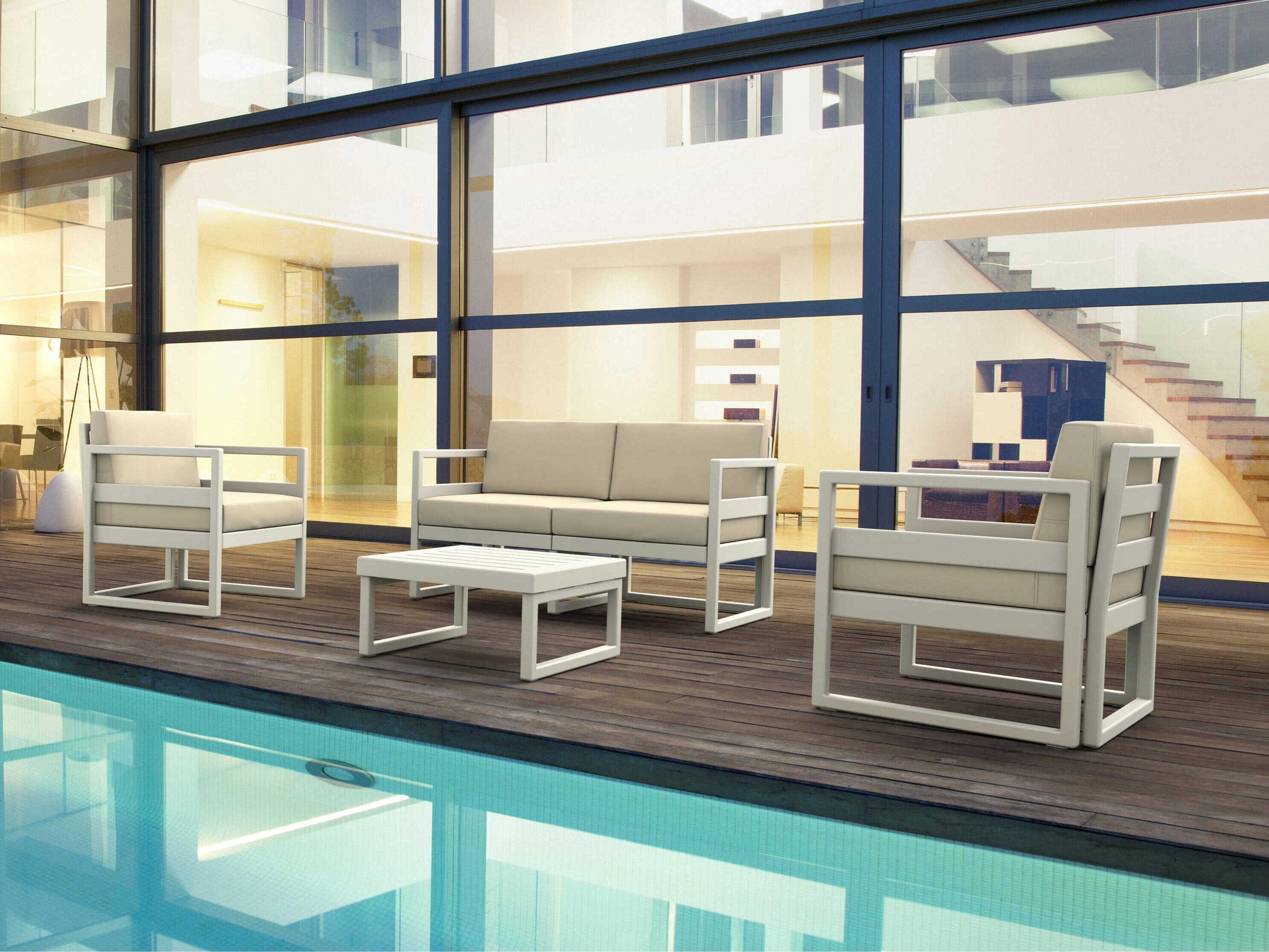 Mykonos White Resin Cushion Lounge Set