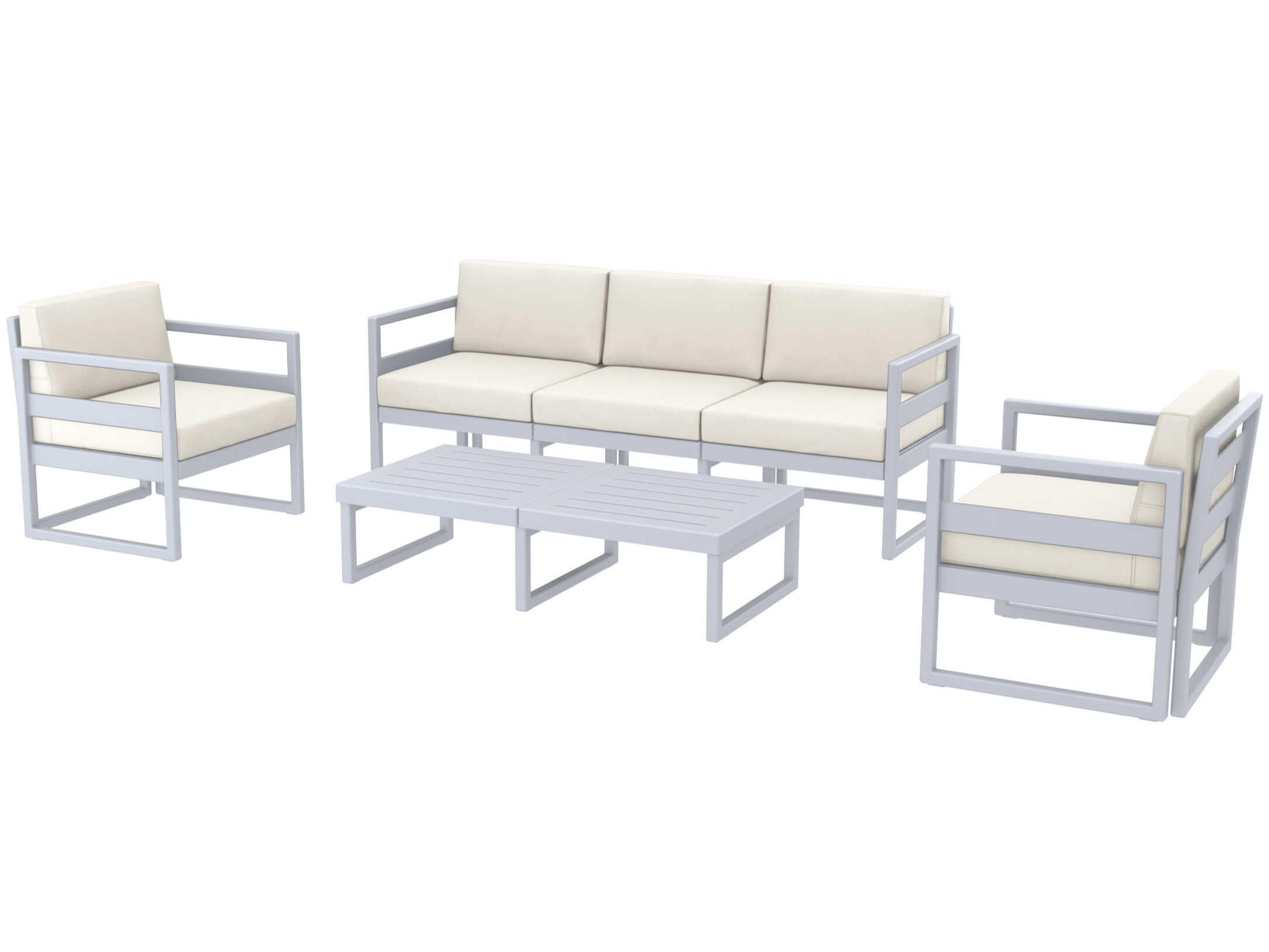 Compamia Mykonos Silver Resin Cushion Lounge Set