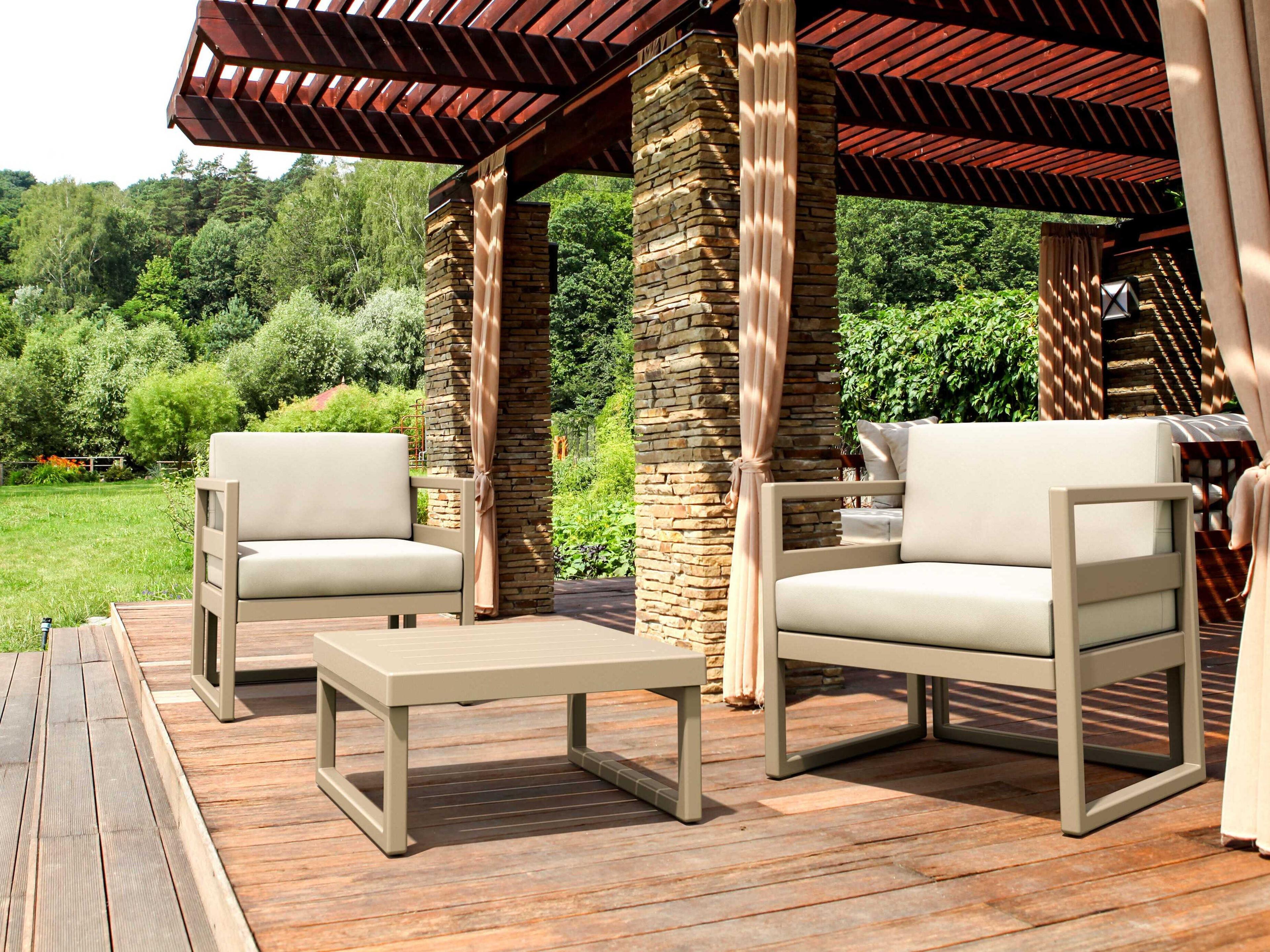 Compamia Mykonos Taupe Resin Square Coffee Table