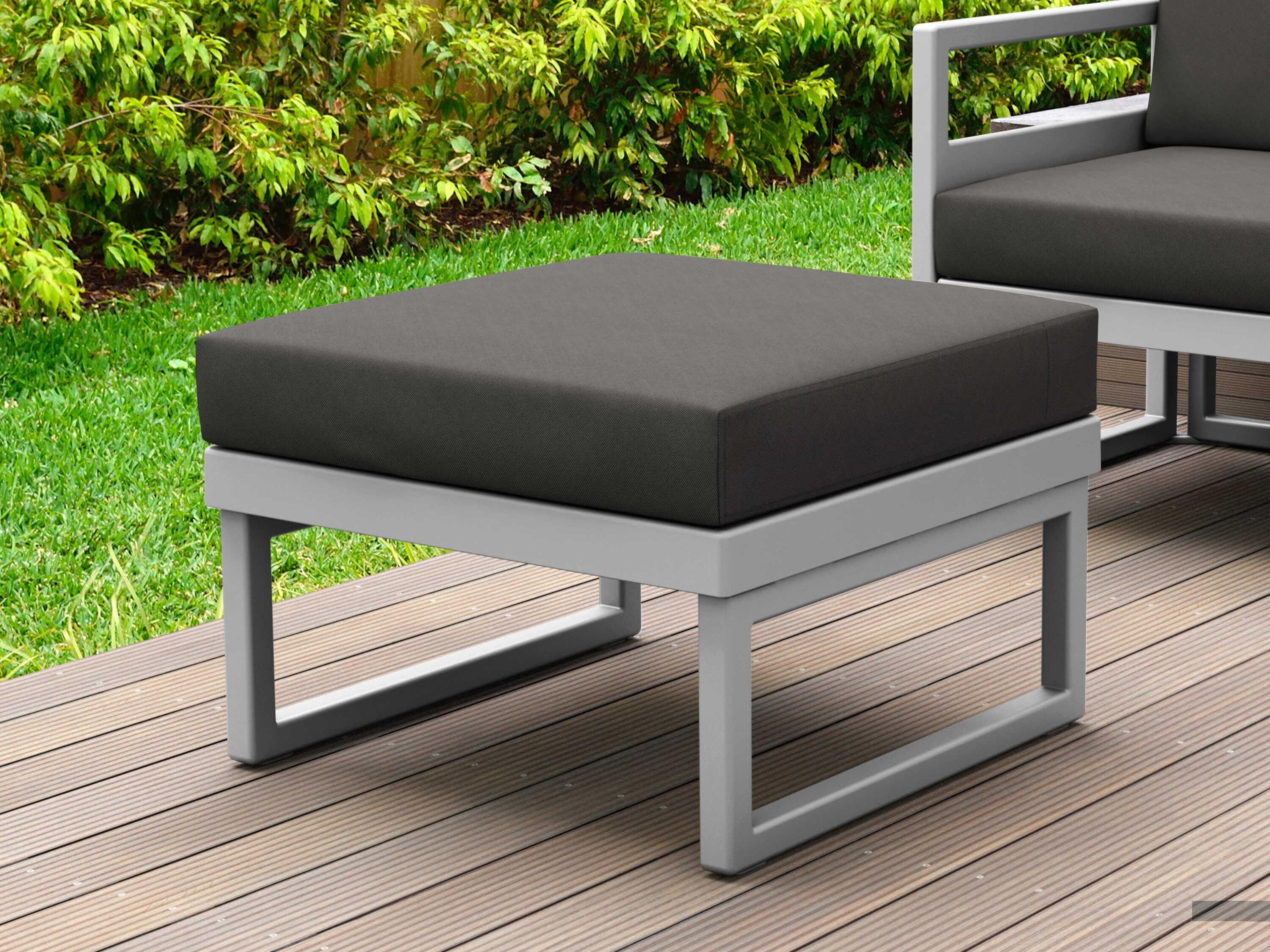 Compamia Mykonos Silver Resin Cushion Ottoman