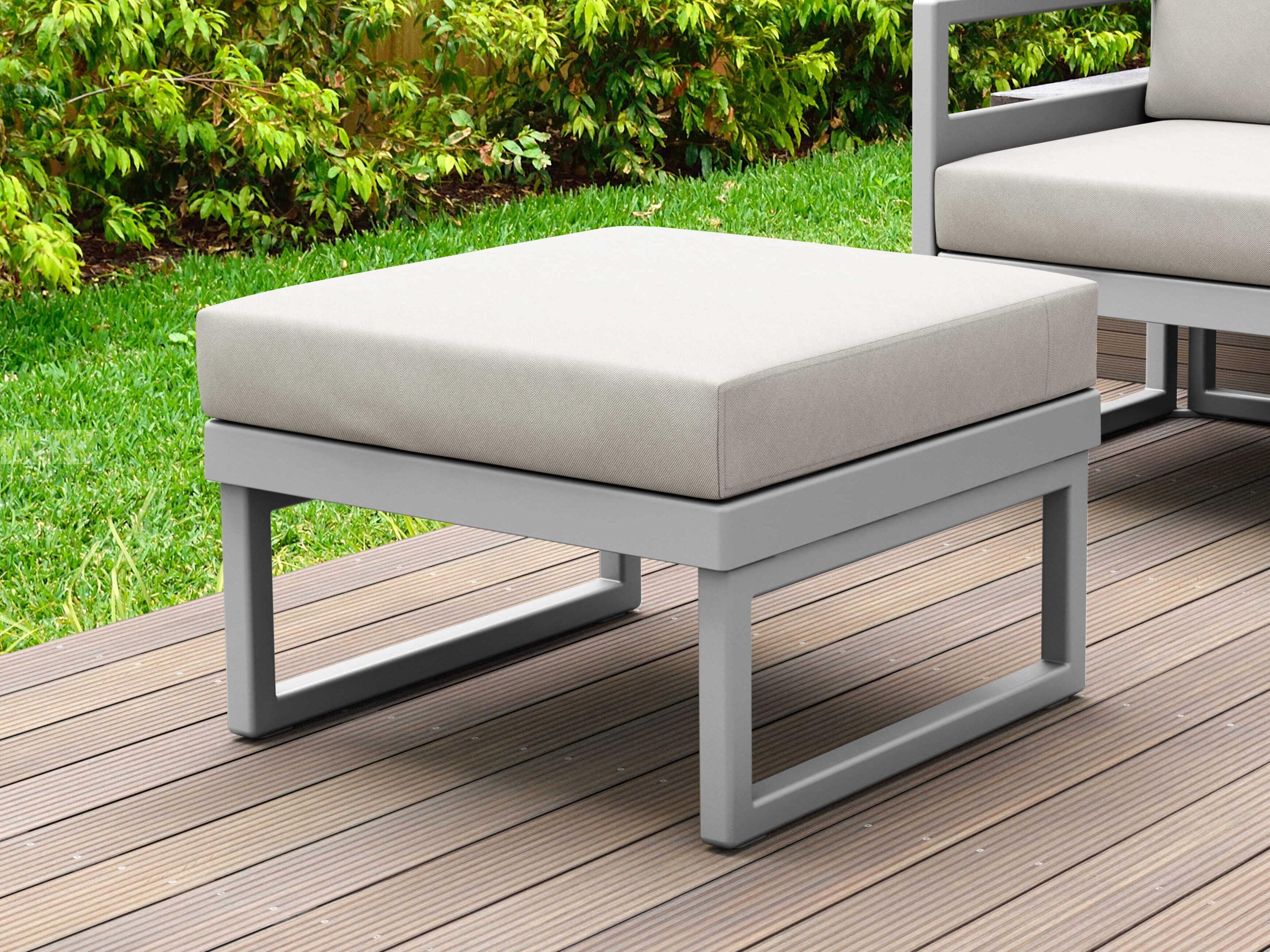 Compamia Mykonos Silver Resin Cushion Ottoman