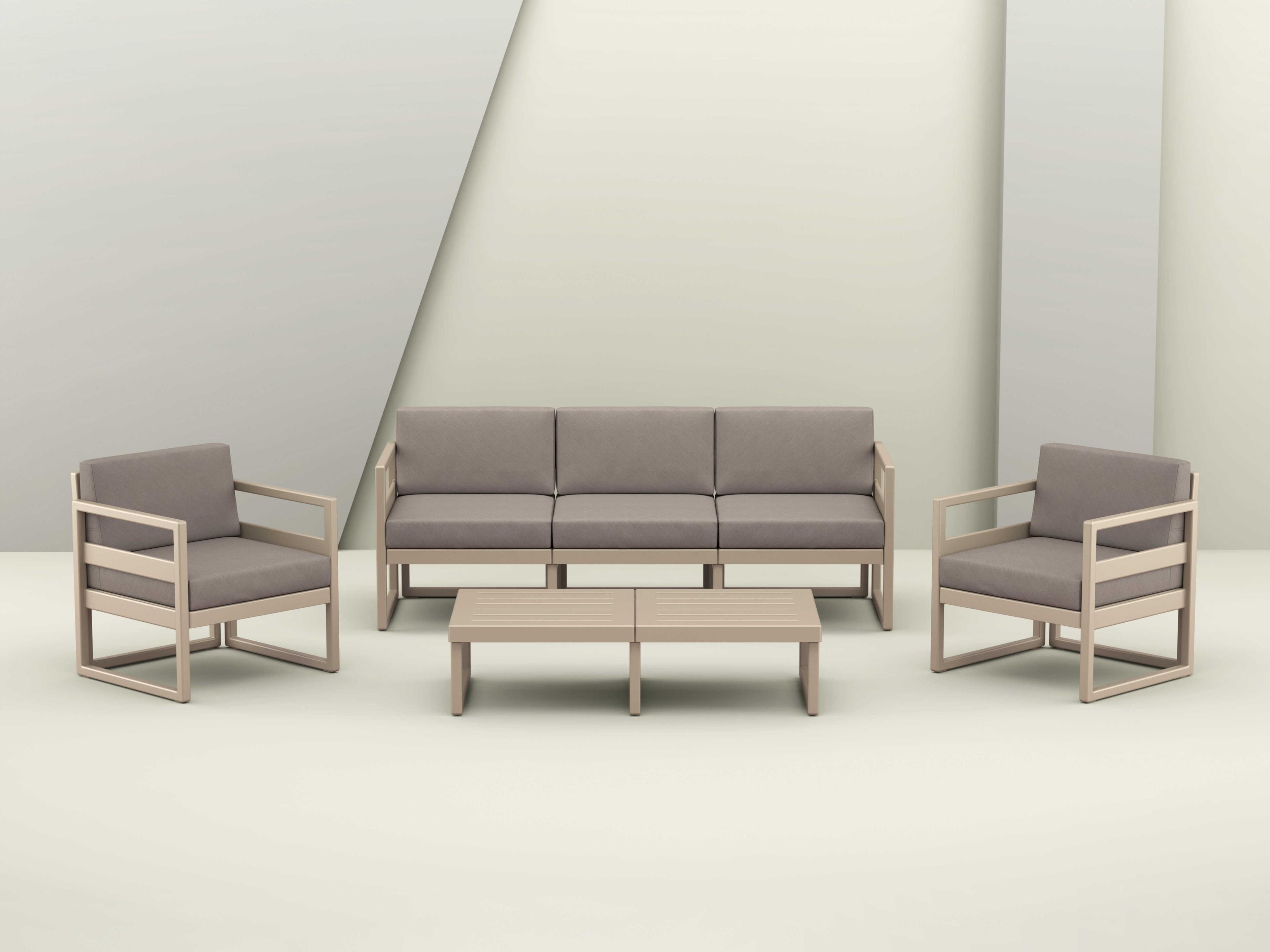 Compamia Mykonos Taupe Resin Rectangular Coffee Table