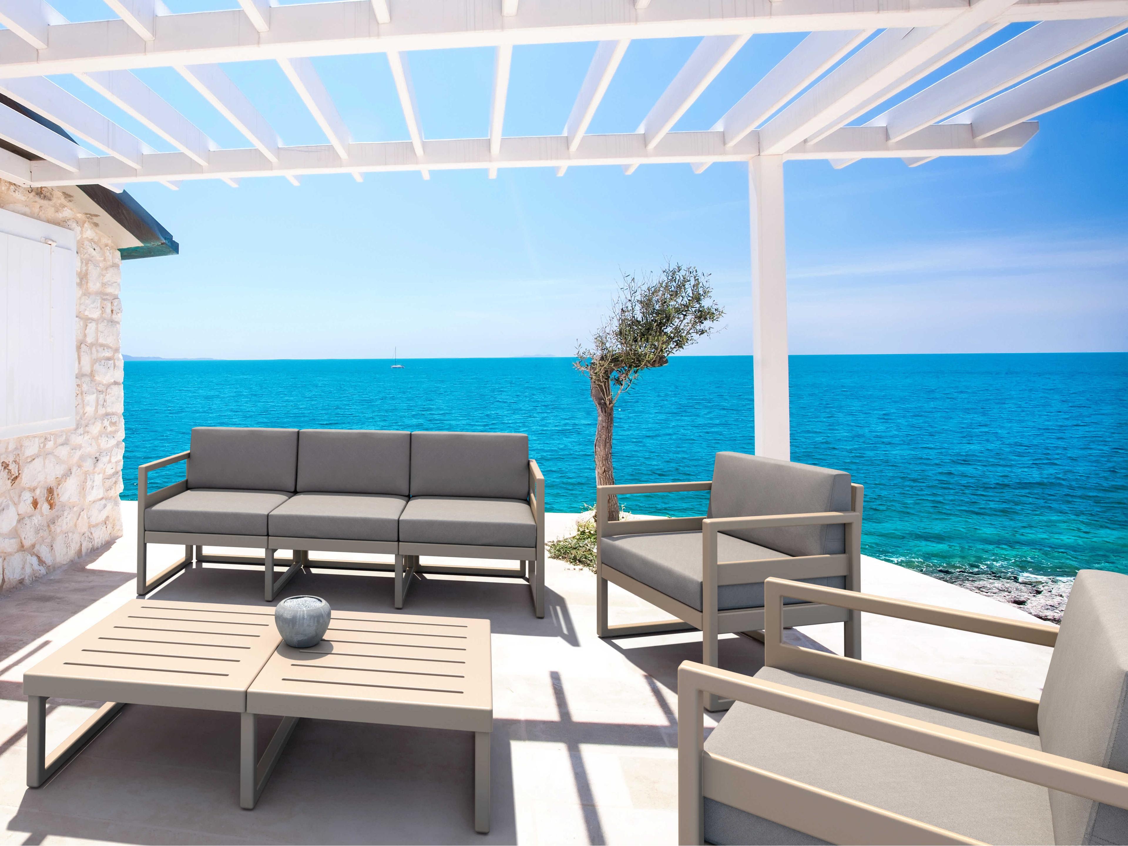 Compamia Mykonos Taupe Resin Rectangular Coffee Table